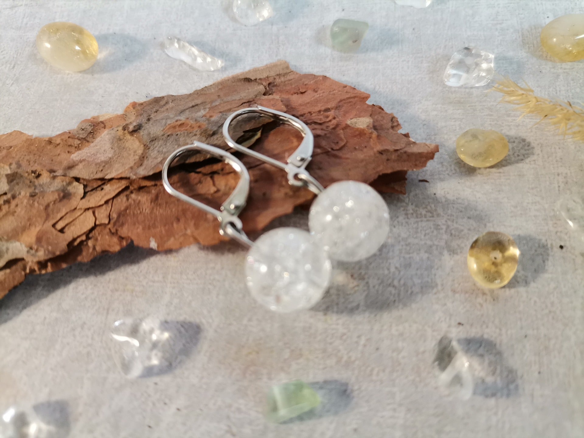 Křišťál pukaný Ø 10mm Náušnice