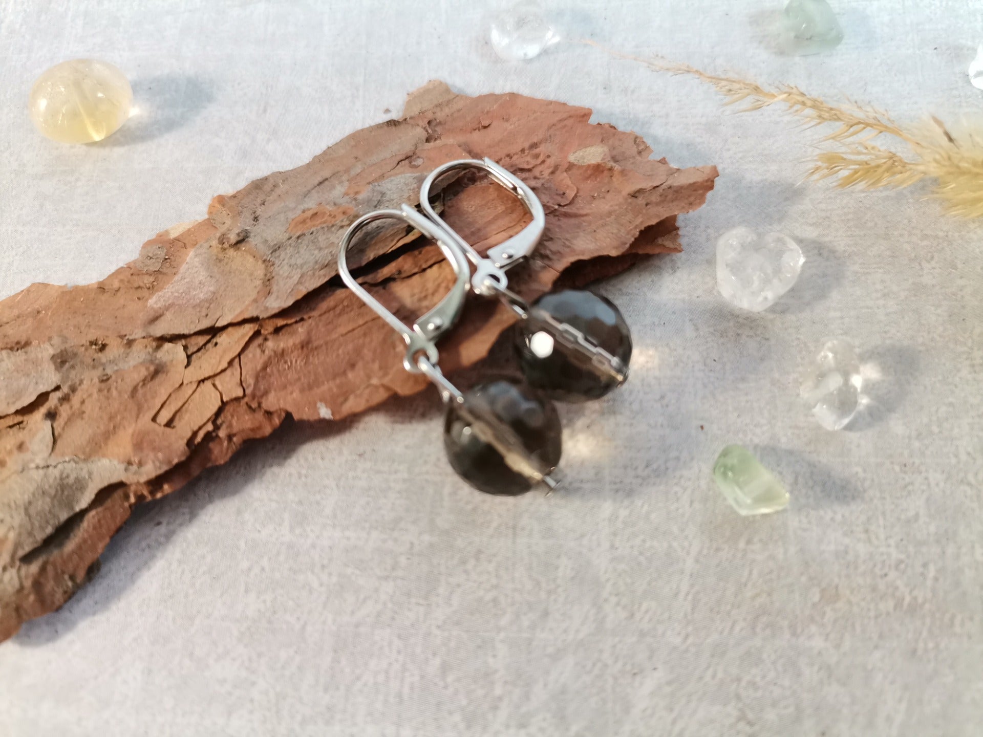 Záhněda broušená 10mm Náušnice