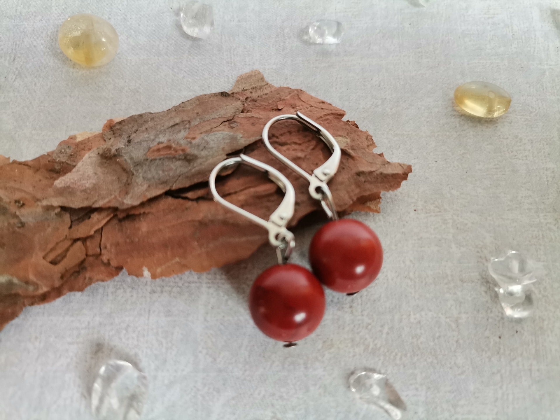 Jaspis červený 10mm Náušnice