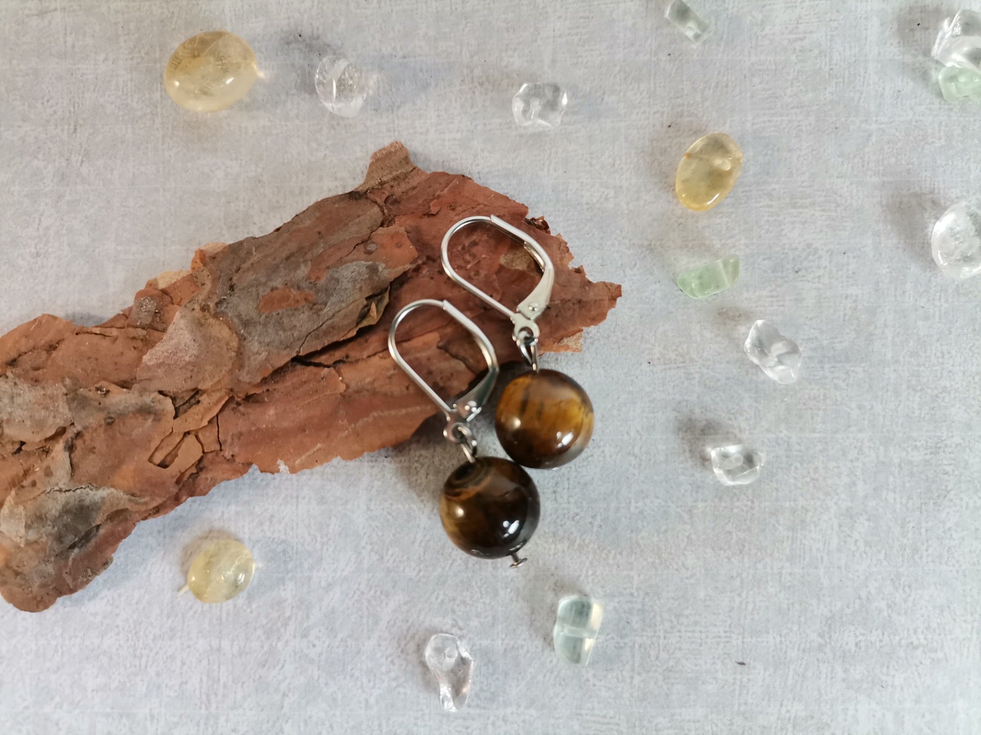 Tiger’s Eye Ø 10 mm Earrings&nbsp;