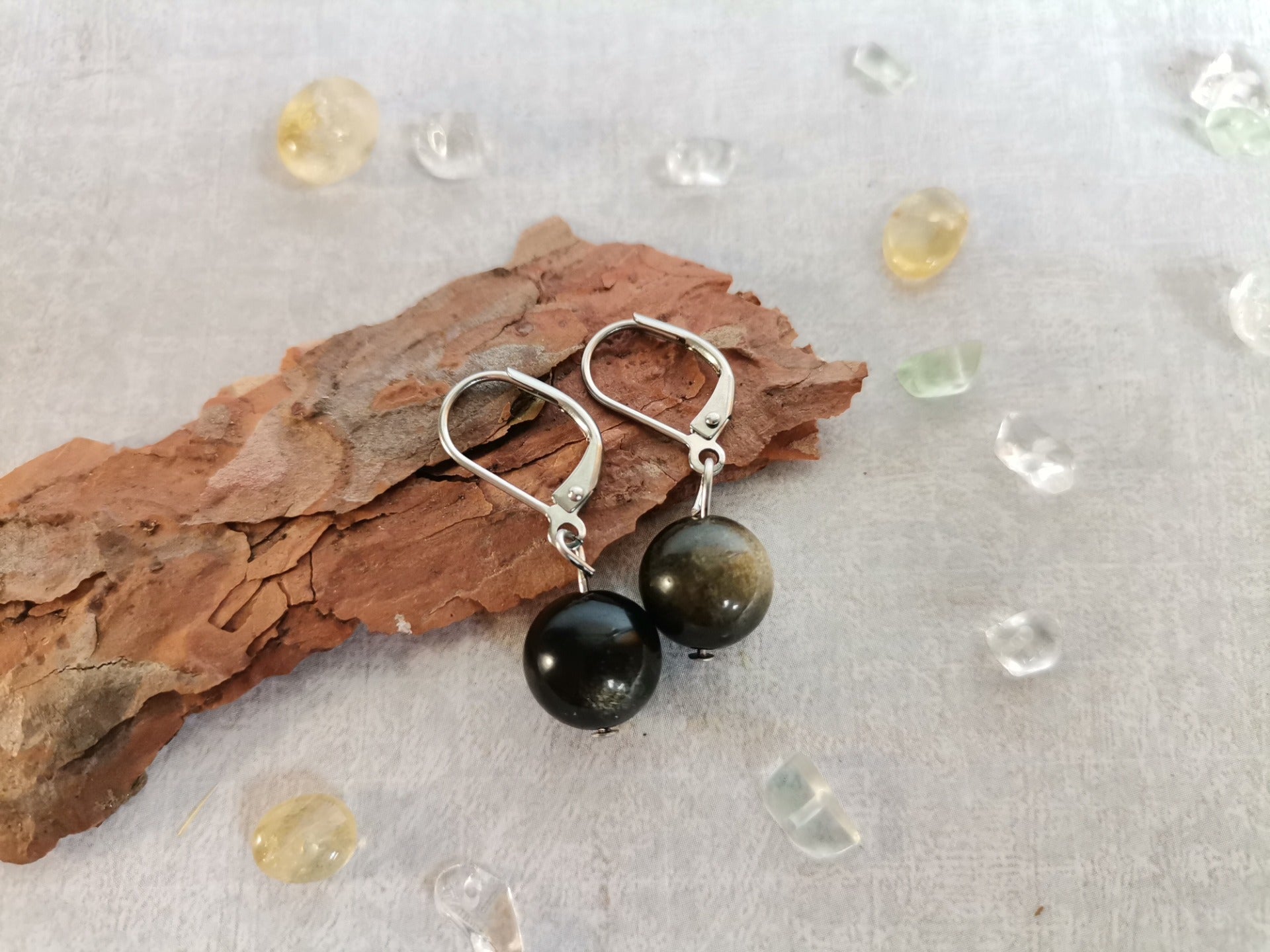 Golden Obsidian Ø 10 mm Earrings