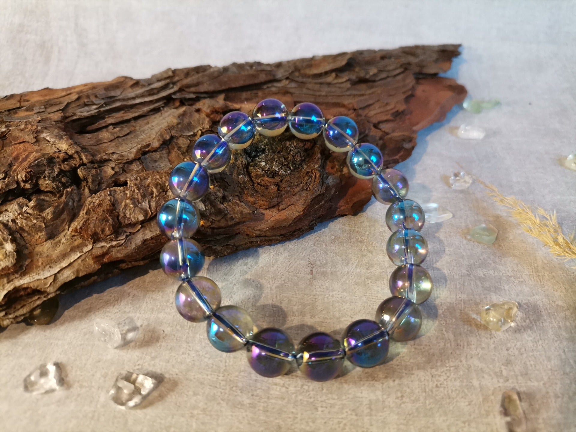 Aura Aqua křišťál modrá Ø 10mm Náramek