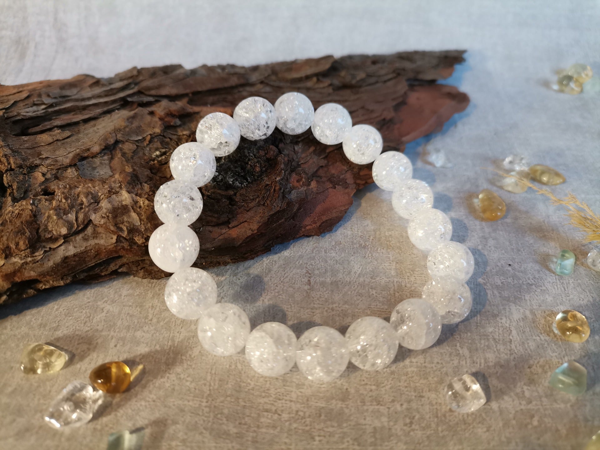 Cracked Clear Quartz Ø 10 mm Bracelet
