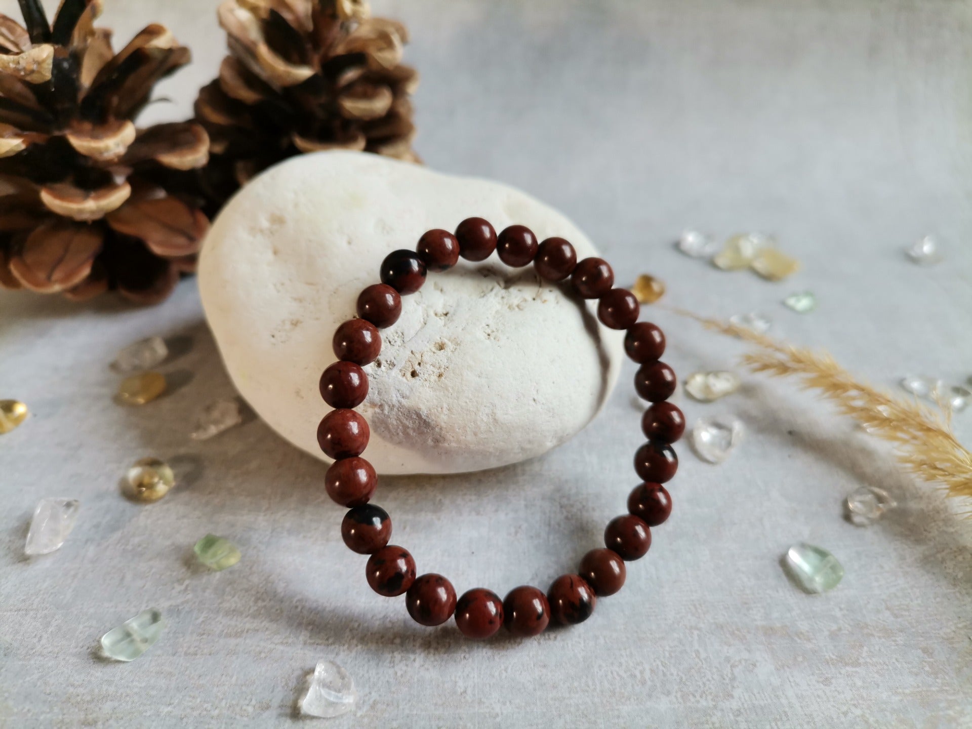 Obsidián moka 6mm Dětský Náramek