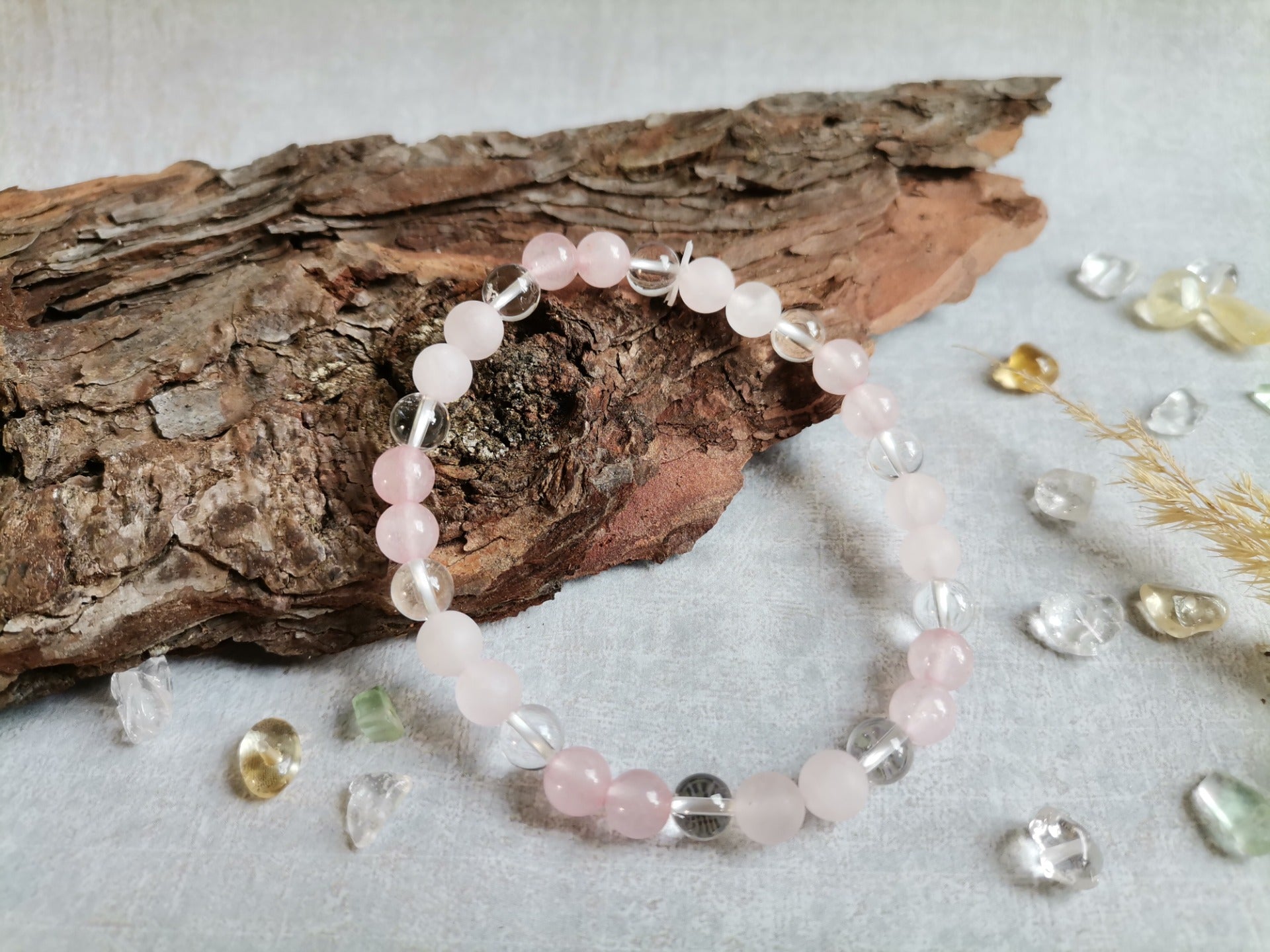 Růženín + Křišťál 2x1 – Ø 6 mm Náramek