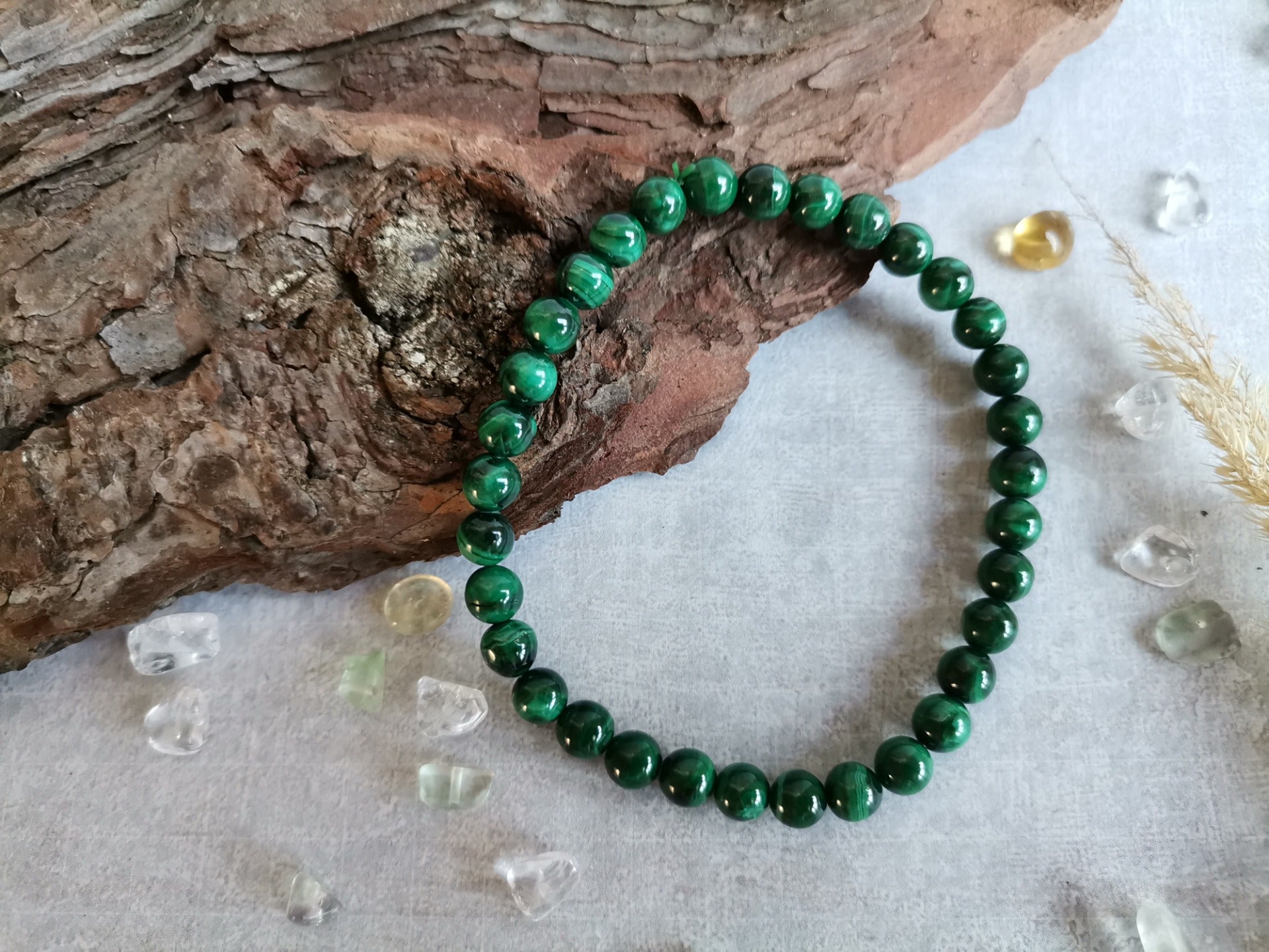 Malachit Ø 6 mm – Náramek