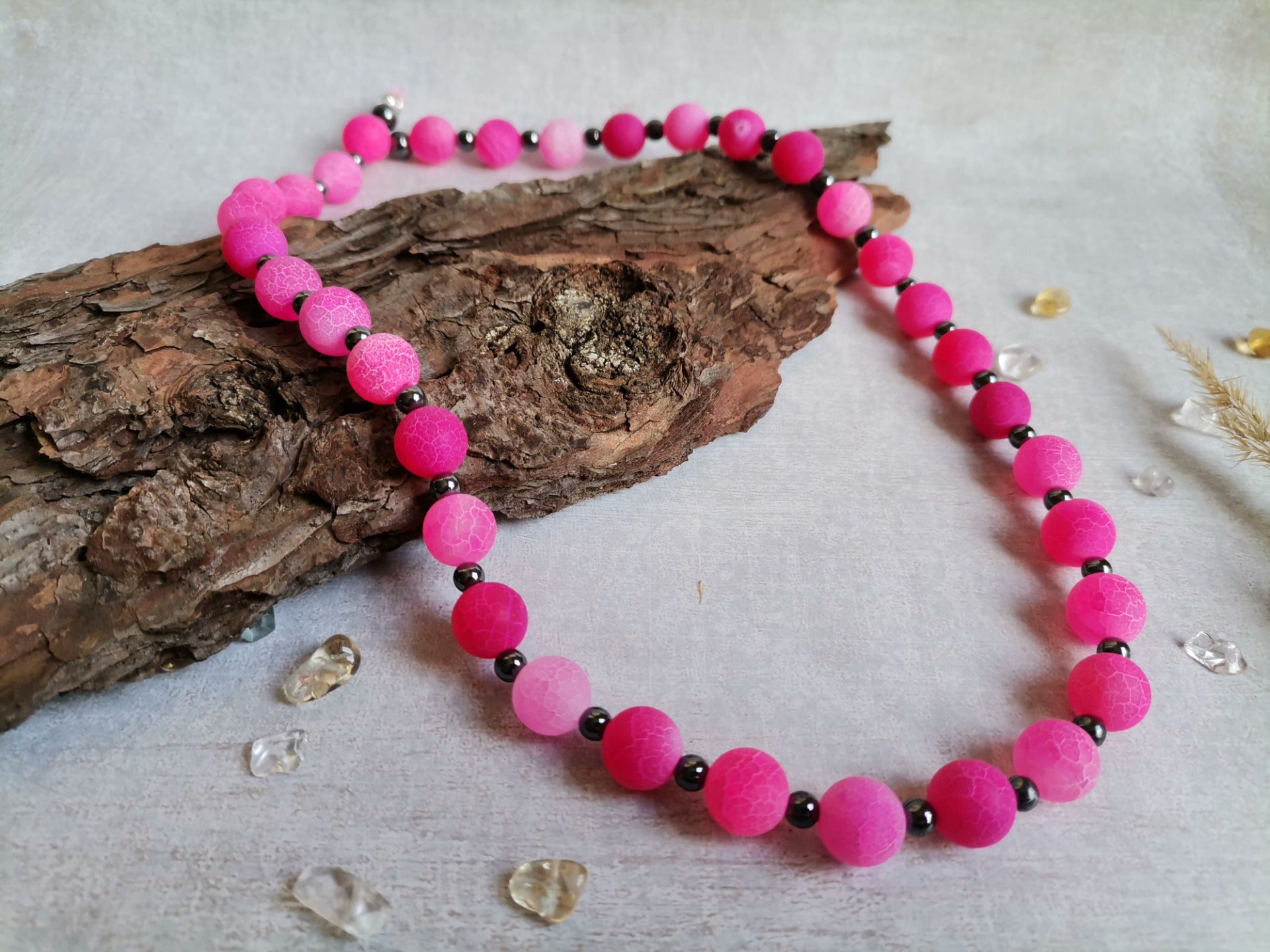 Achát mat Ø 10mm Náhrdelník