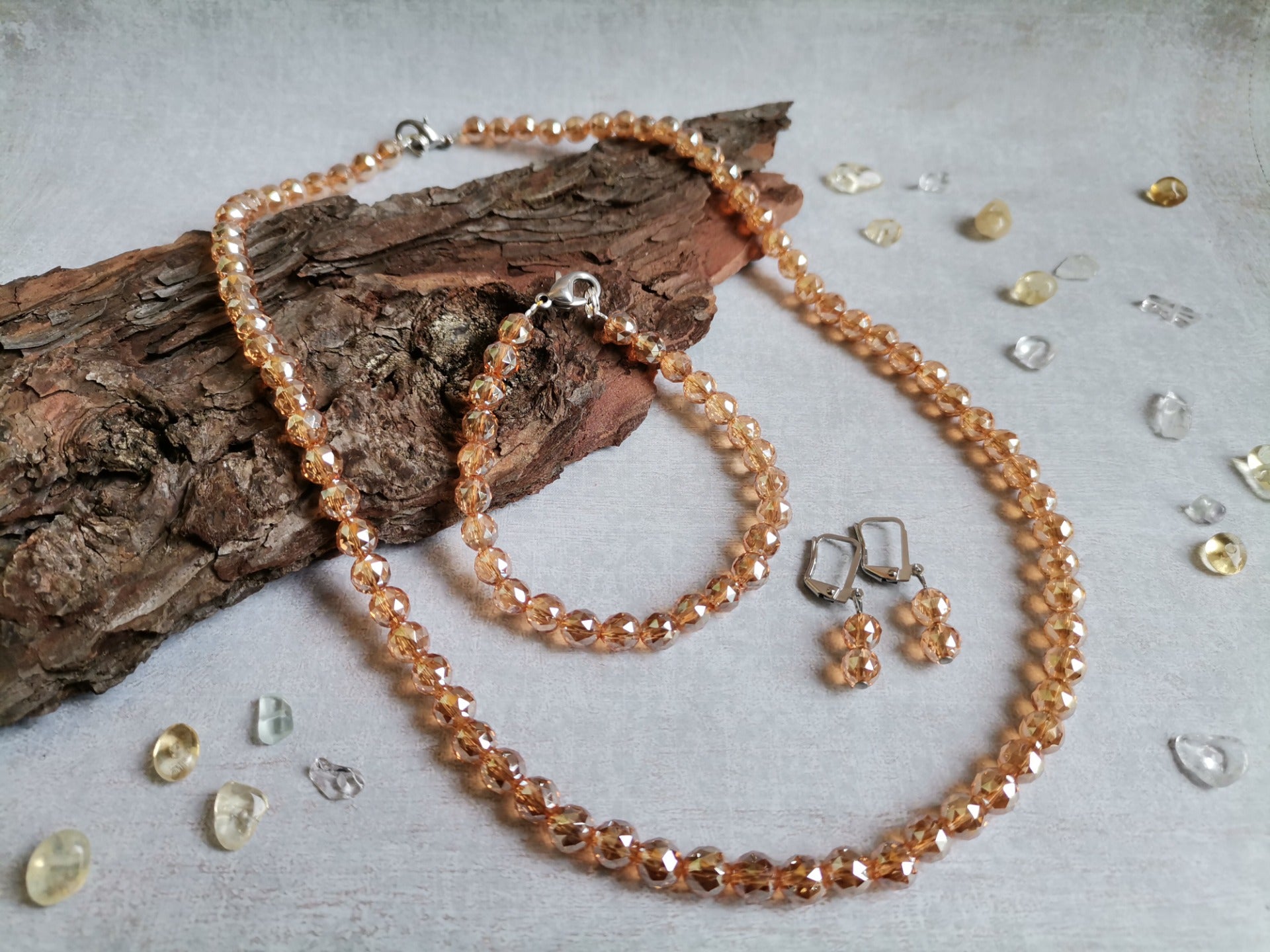 Aura Aqua křišťál zlatá Ø 6mm Sada