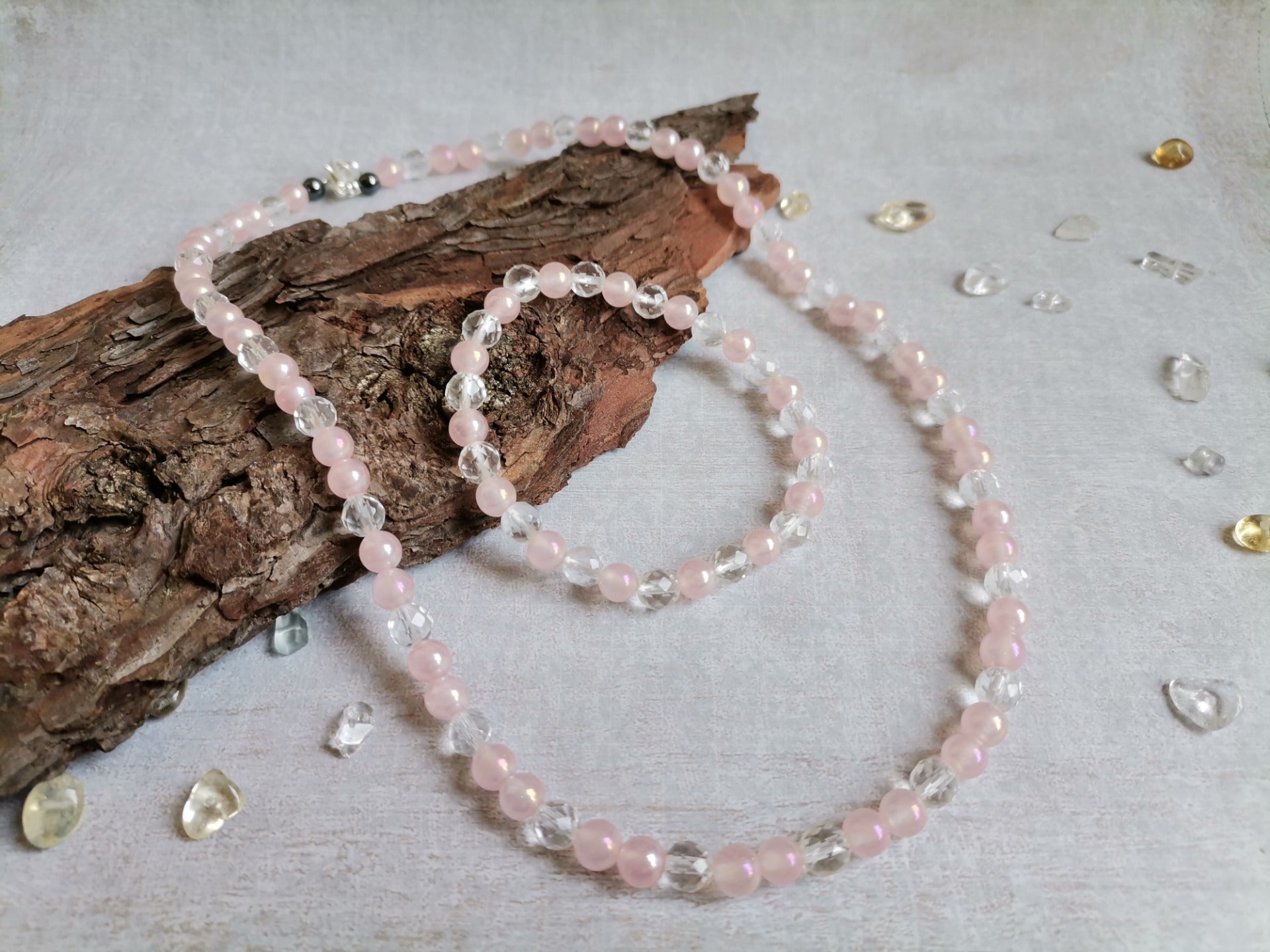 Aura Aqua křišťál růžová + křišťál Ø 6mm Sada