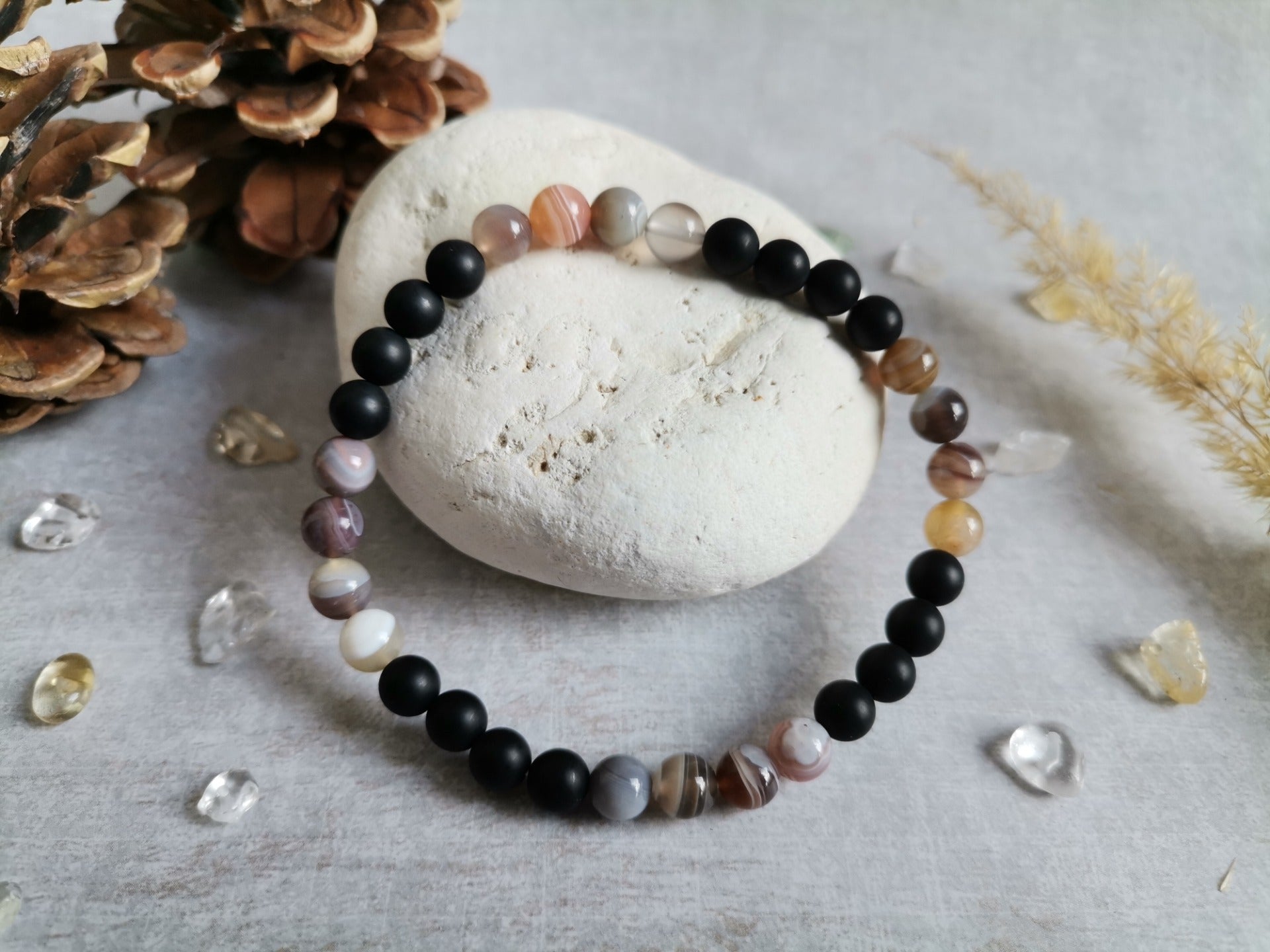 Pánský Náramek Ø 6 mm Onyx, achát botswana