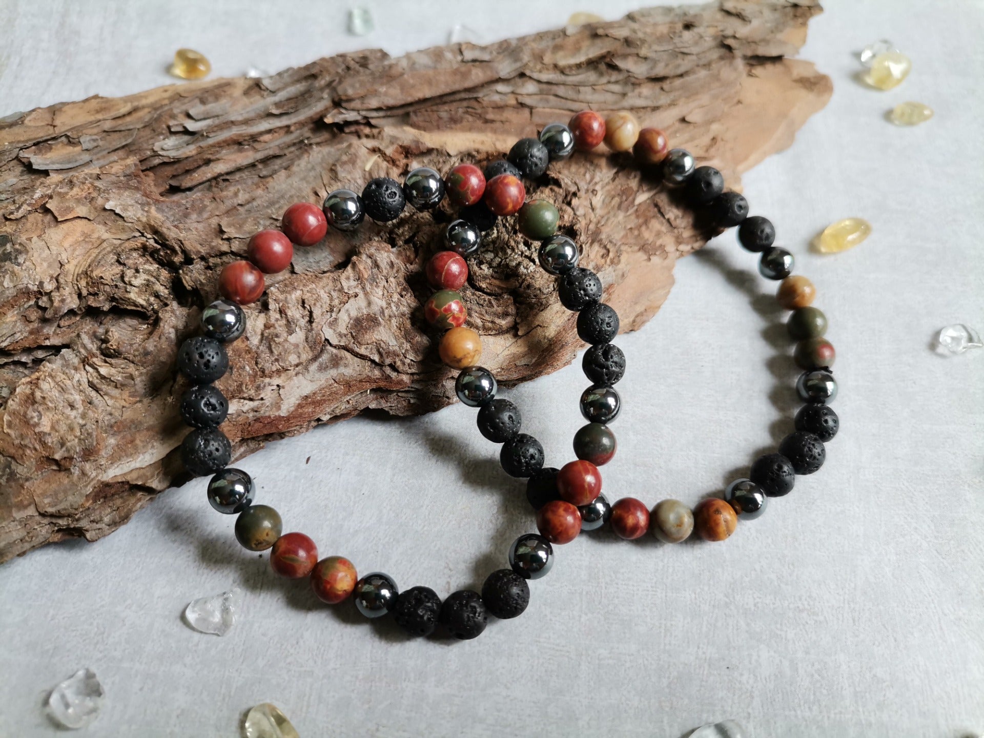 Náramky ONA & ON Láva, jaspis, hematit Ø 6mm