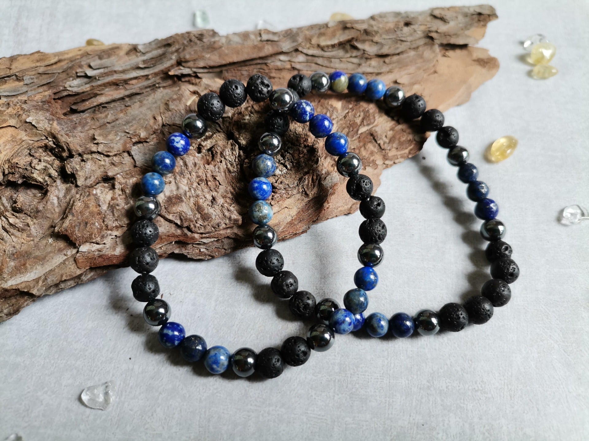 Náramky ONA & ON Láva, lapis lazuli, hematit Ø 6mm