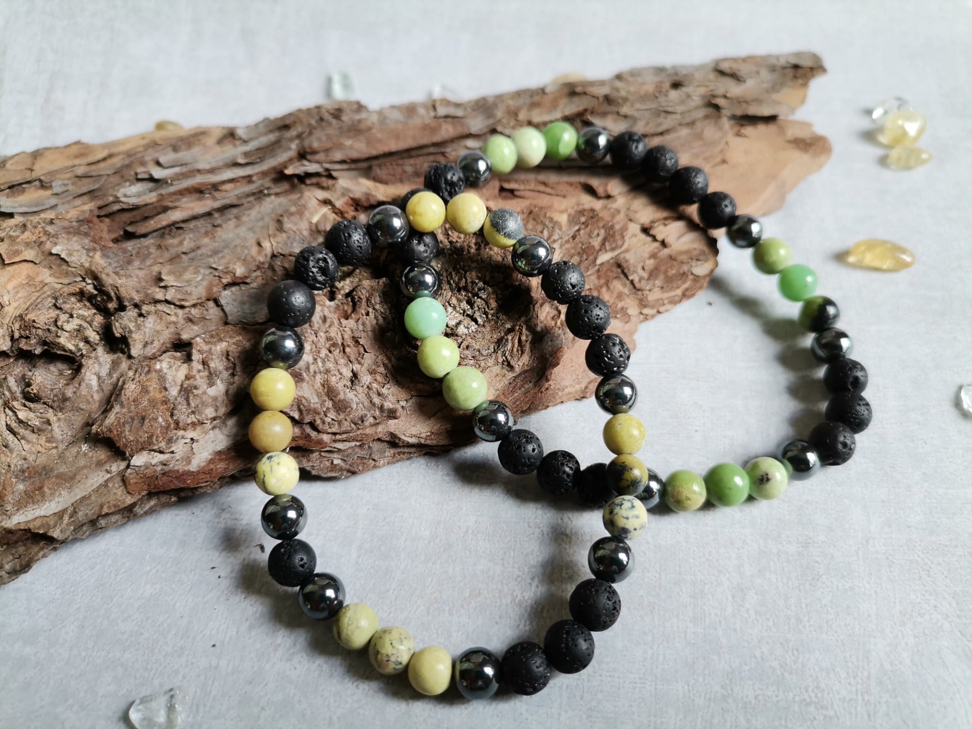 Náramky ONA & ON Láva, serpentin, hematit Ø 6mm