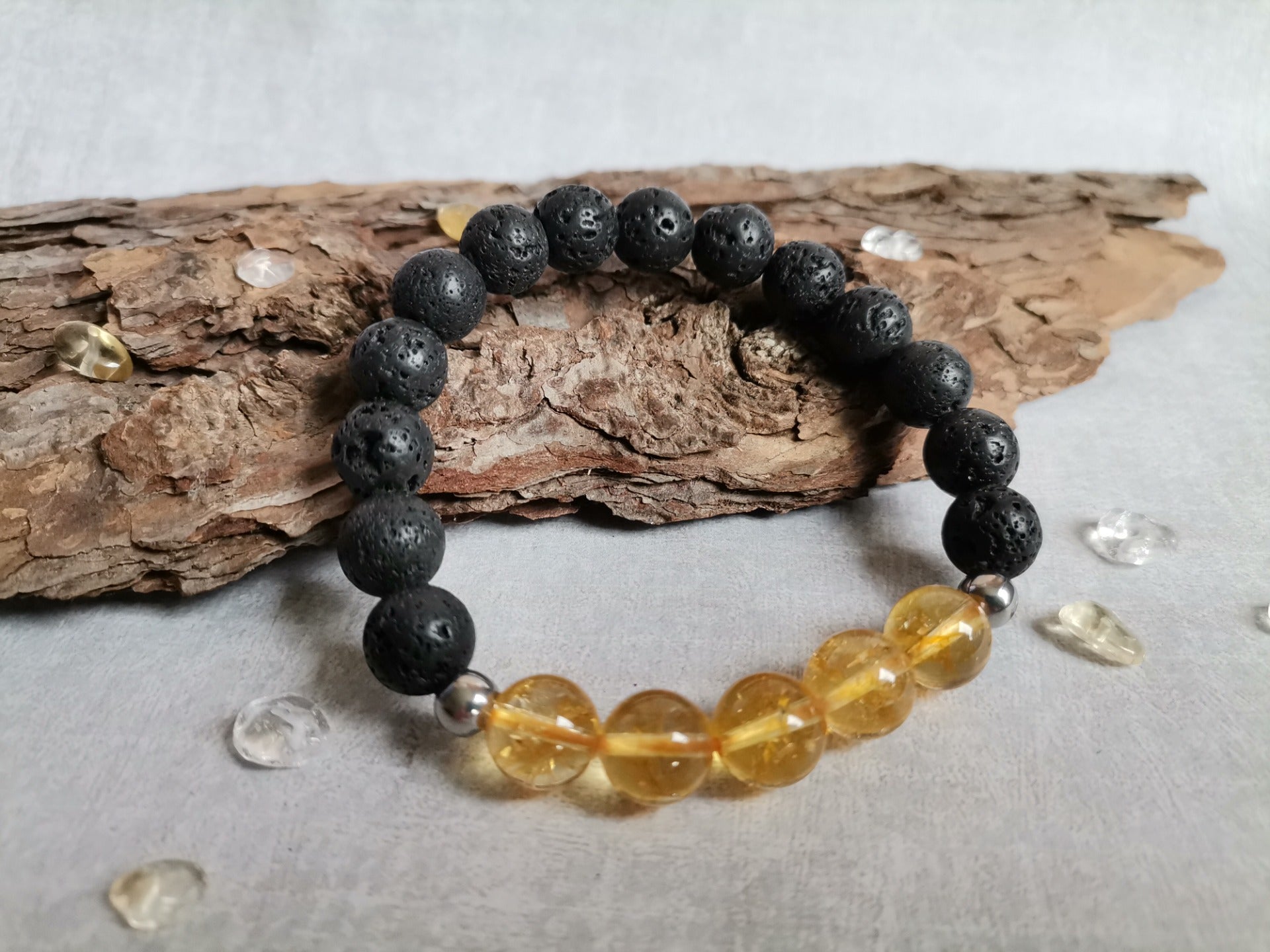 Lava & Citrine Ø 10 mm Bracelet