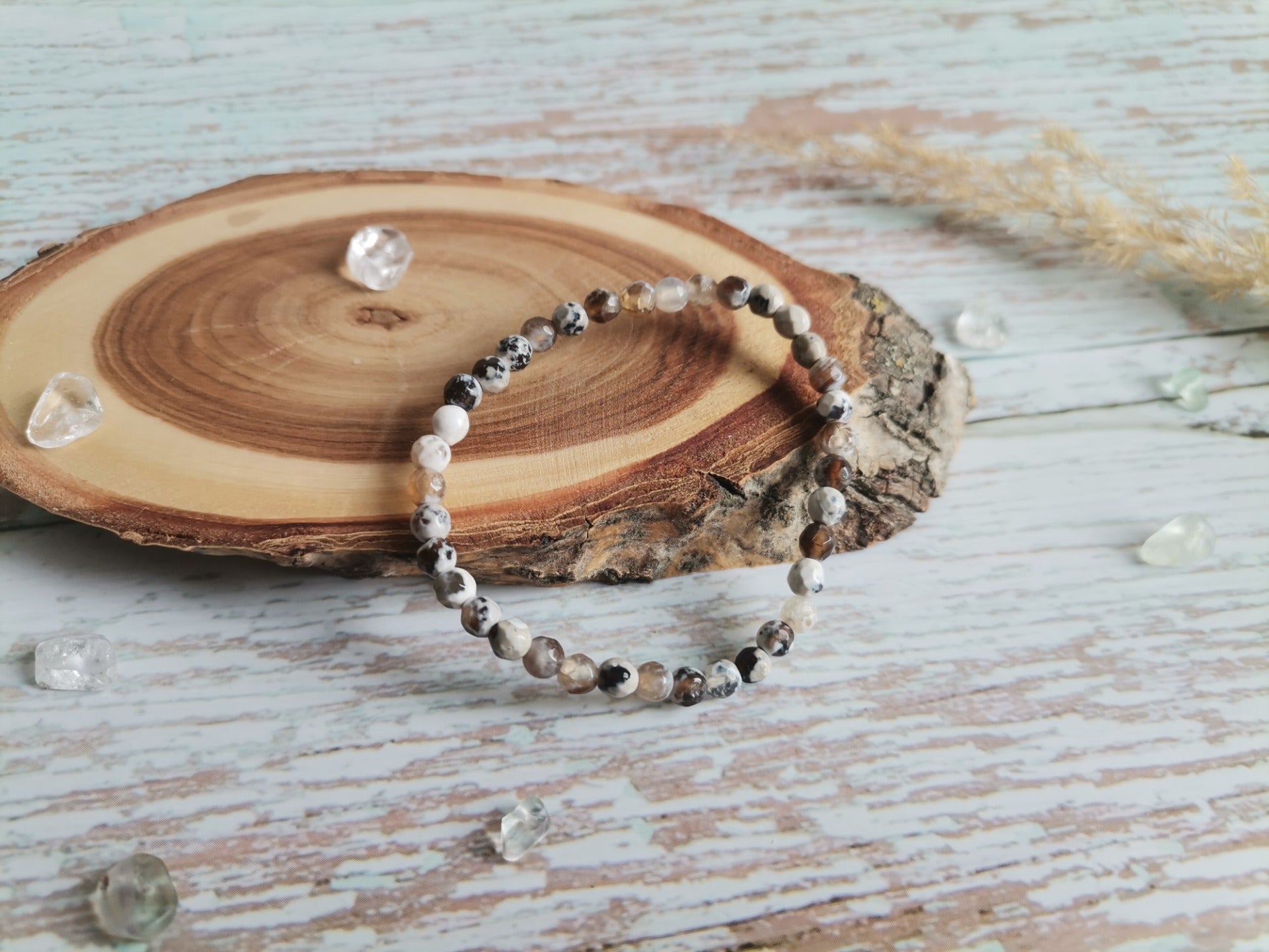 Achát broušený hnědý Ø 4mm Dětský Náramek