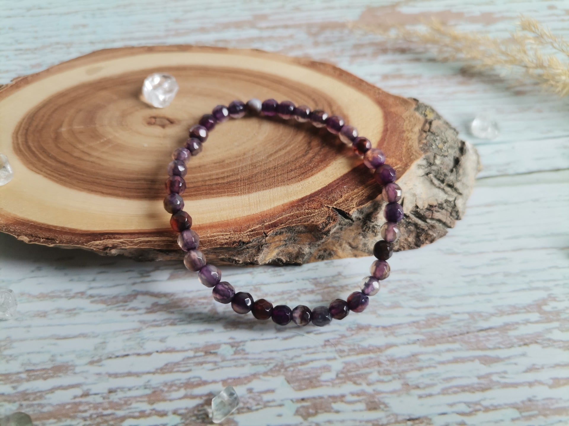 Achát broušený fialový Ø 4mm Dětský Náramek