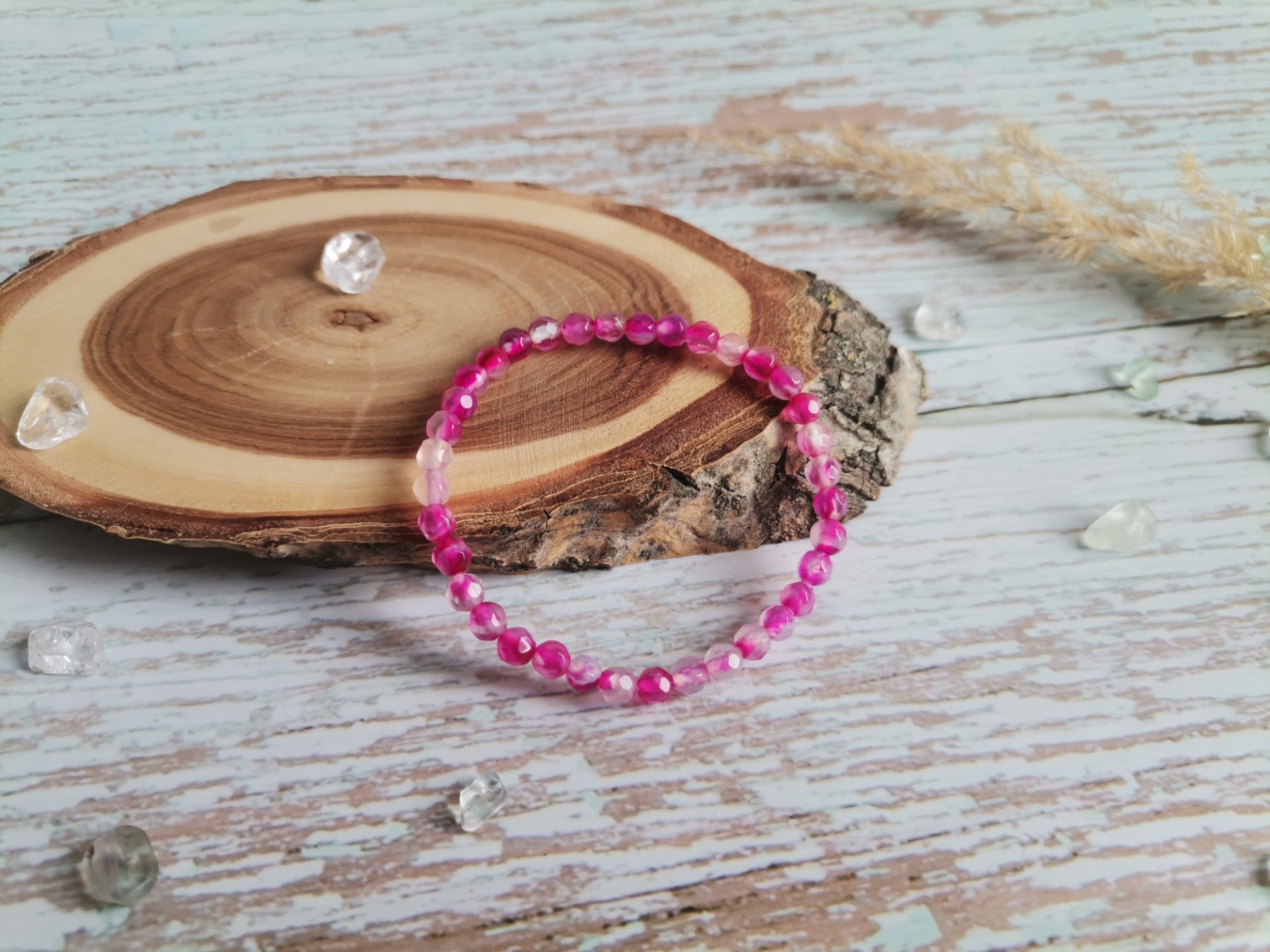 Achát broušený růžový Ø 4mm Dětský Náramek