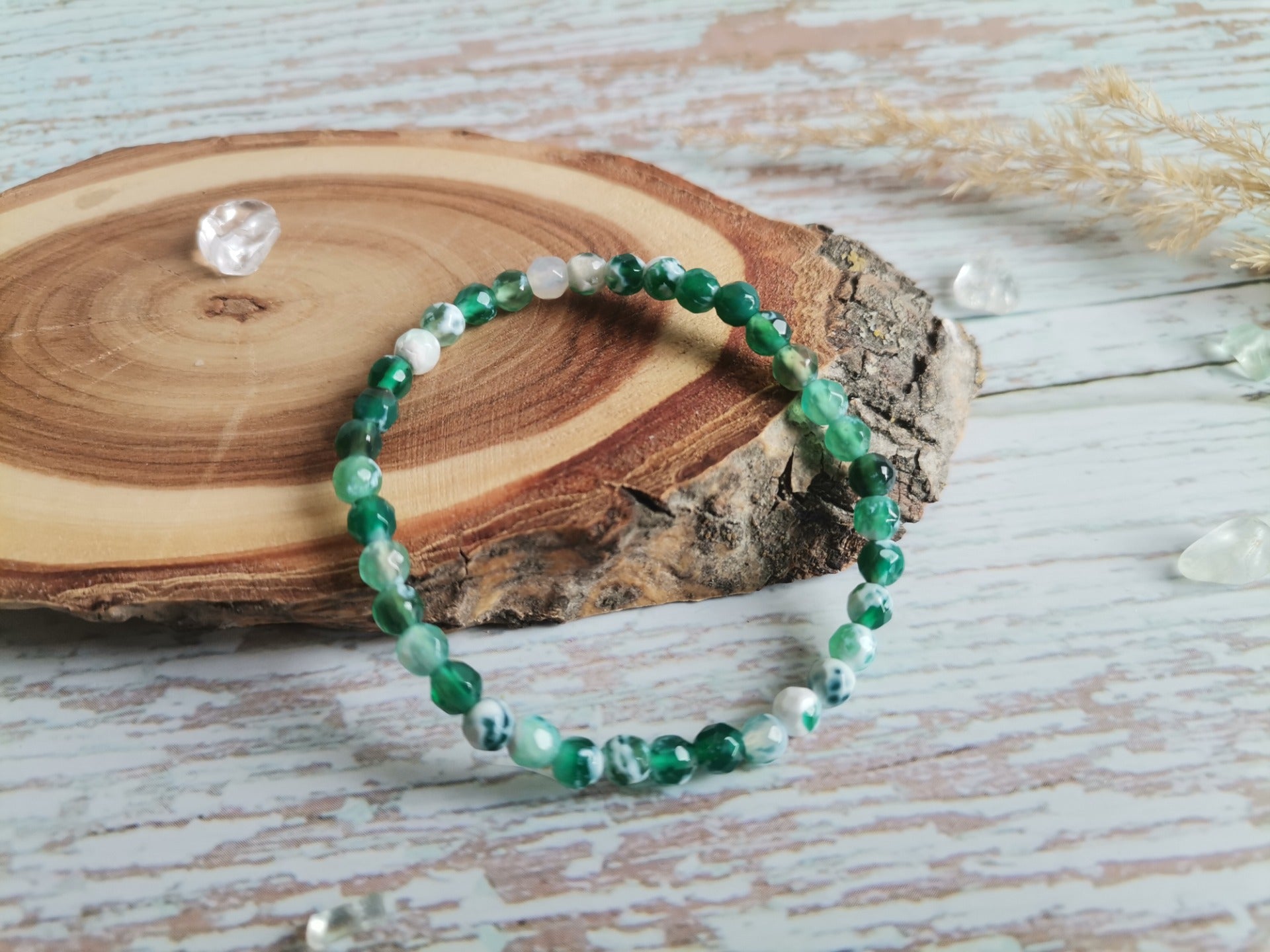 Achát broušený zelený Ø 4mm Dětský Náramek