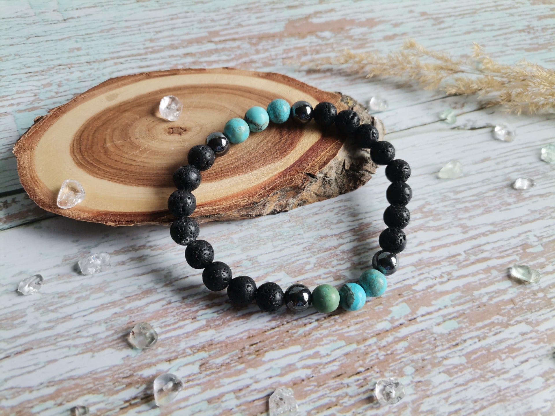 Pánský Náramek Ø 8mm Láva, tyrkenit, hematit