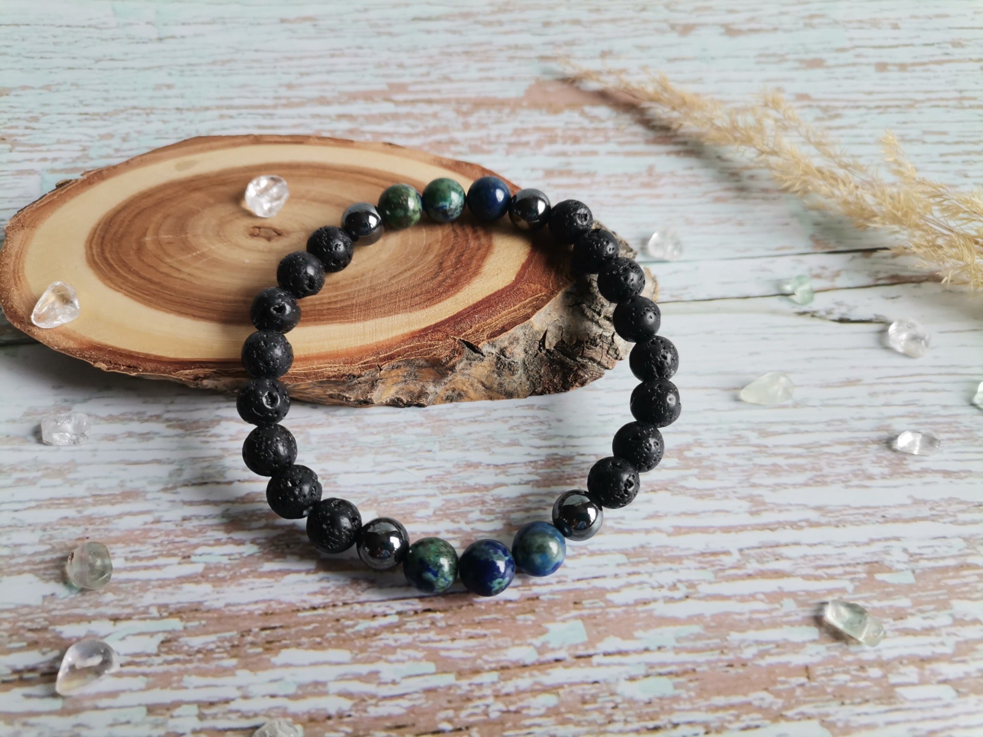 Pánský Náramek Ø 8mm Láva, lazuli křemen, hematit