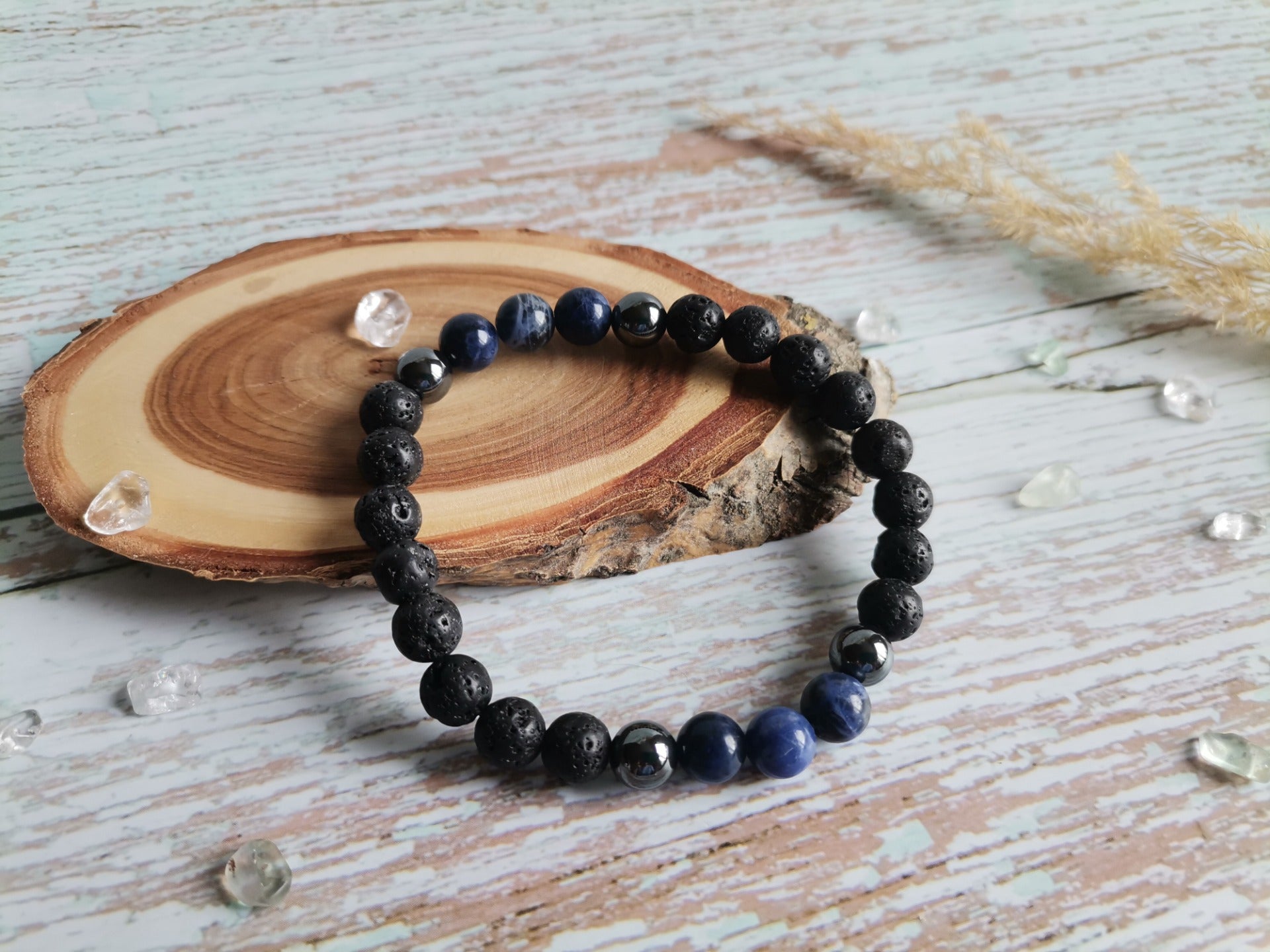 Pánský Náramek Ø 8mm Láva, sodalit, hematit