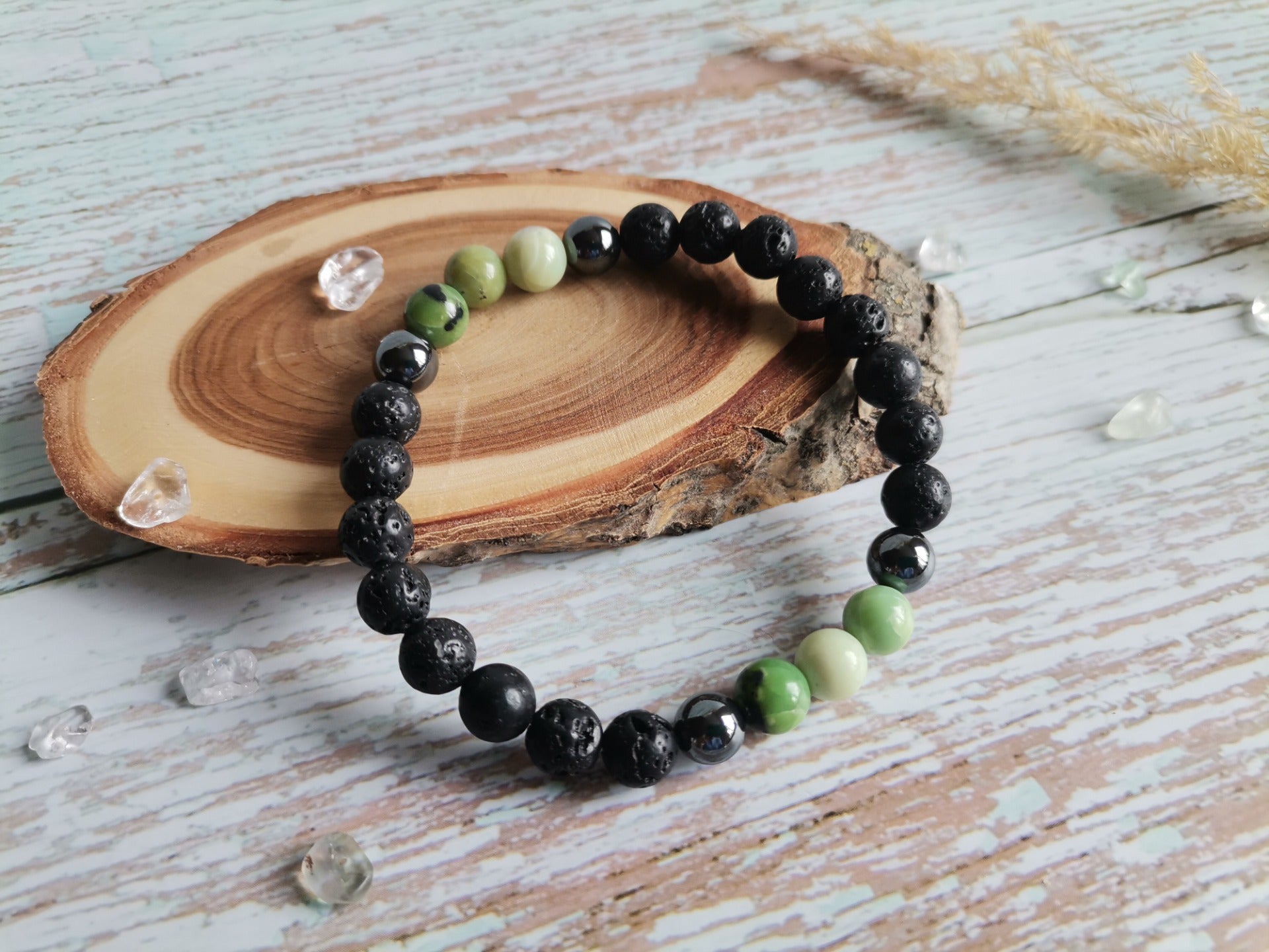 Pánský Náramek Ø 8mm Láva, serpentin, hematit