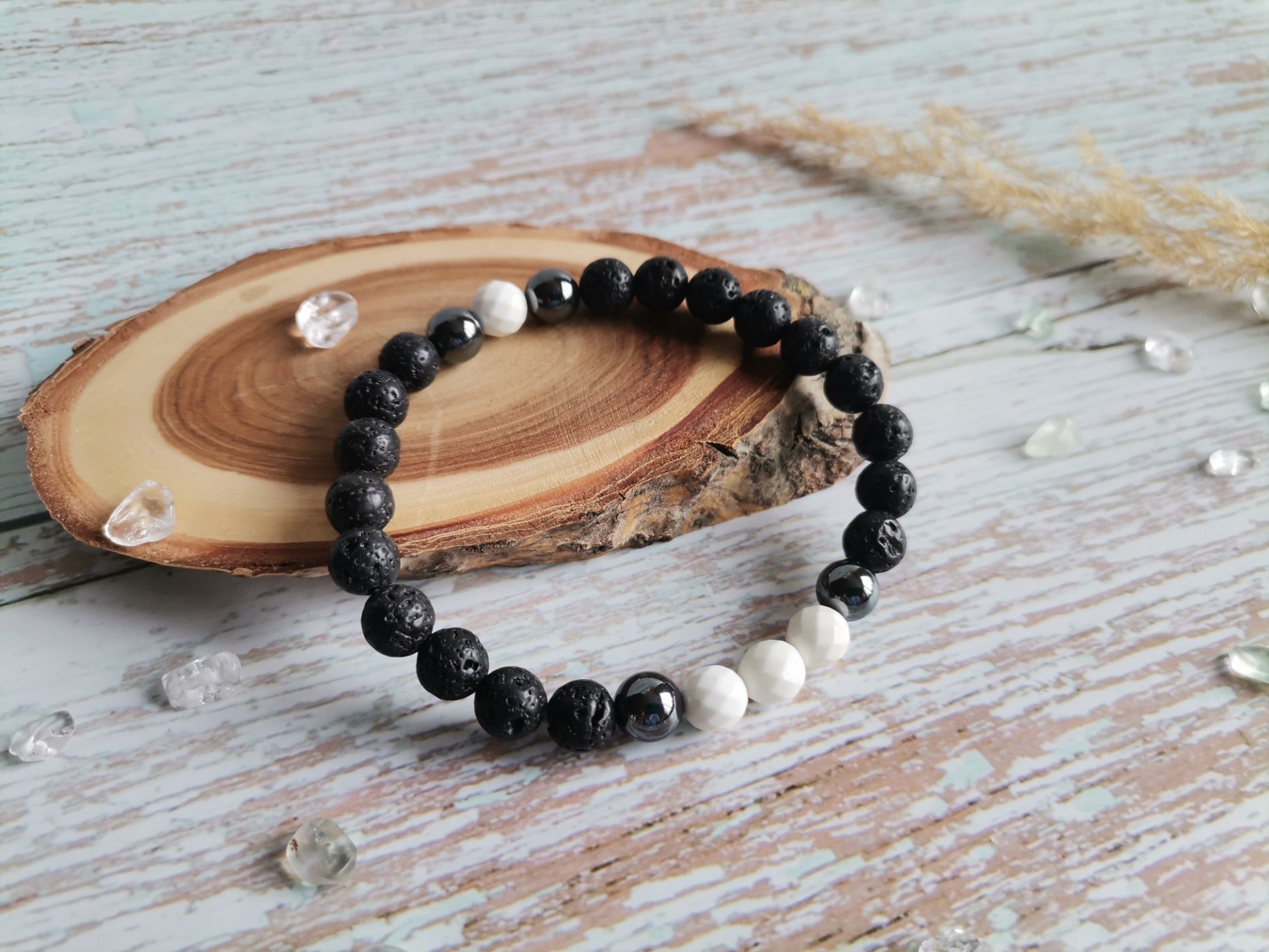 Pánský Náramek Ø 8mm Láva, magnezit, hematit