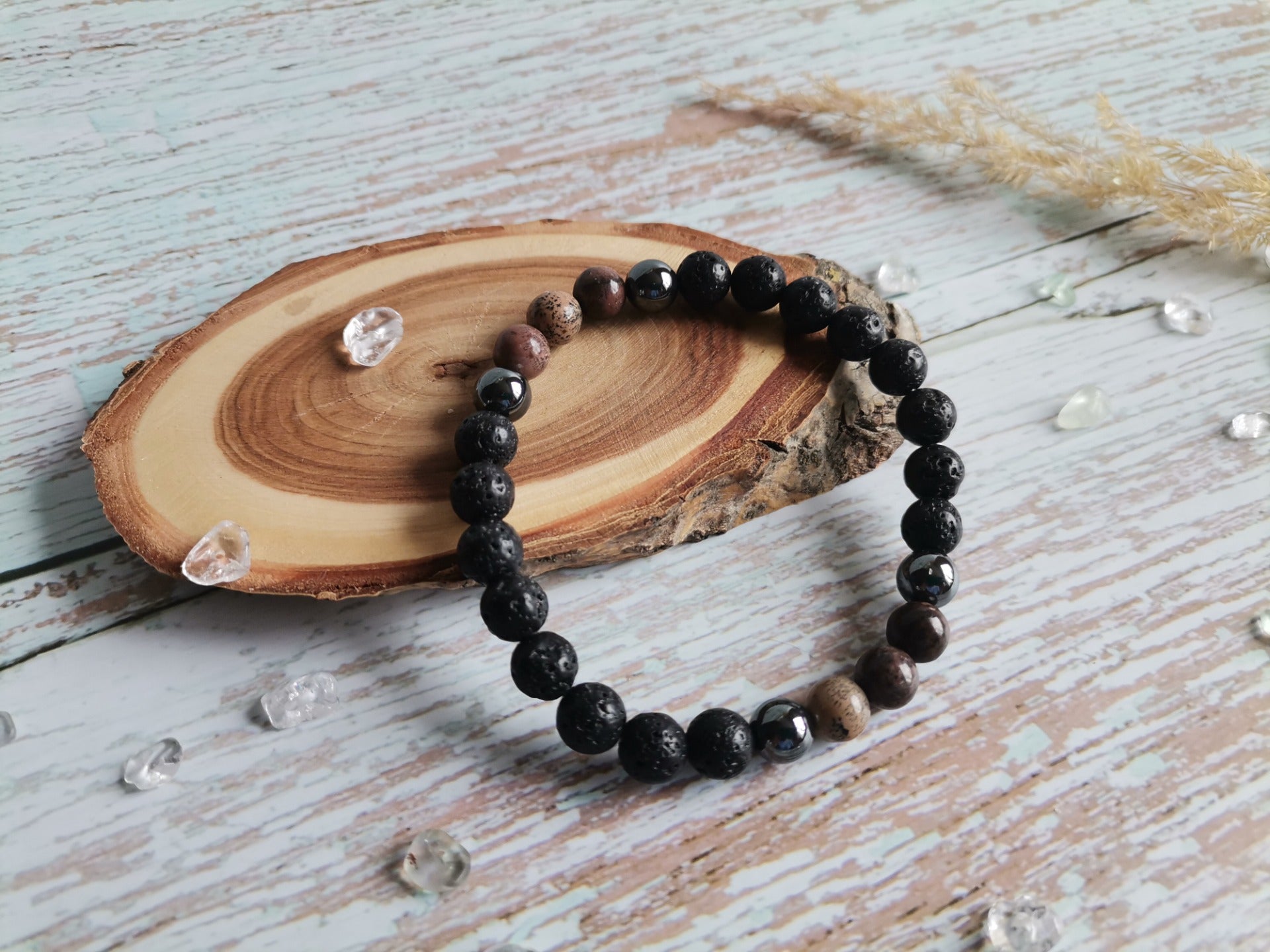 Pánský Náramek Ø 8mm Láva, jaspis, hematit