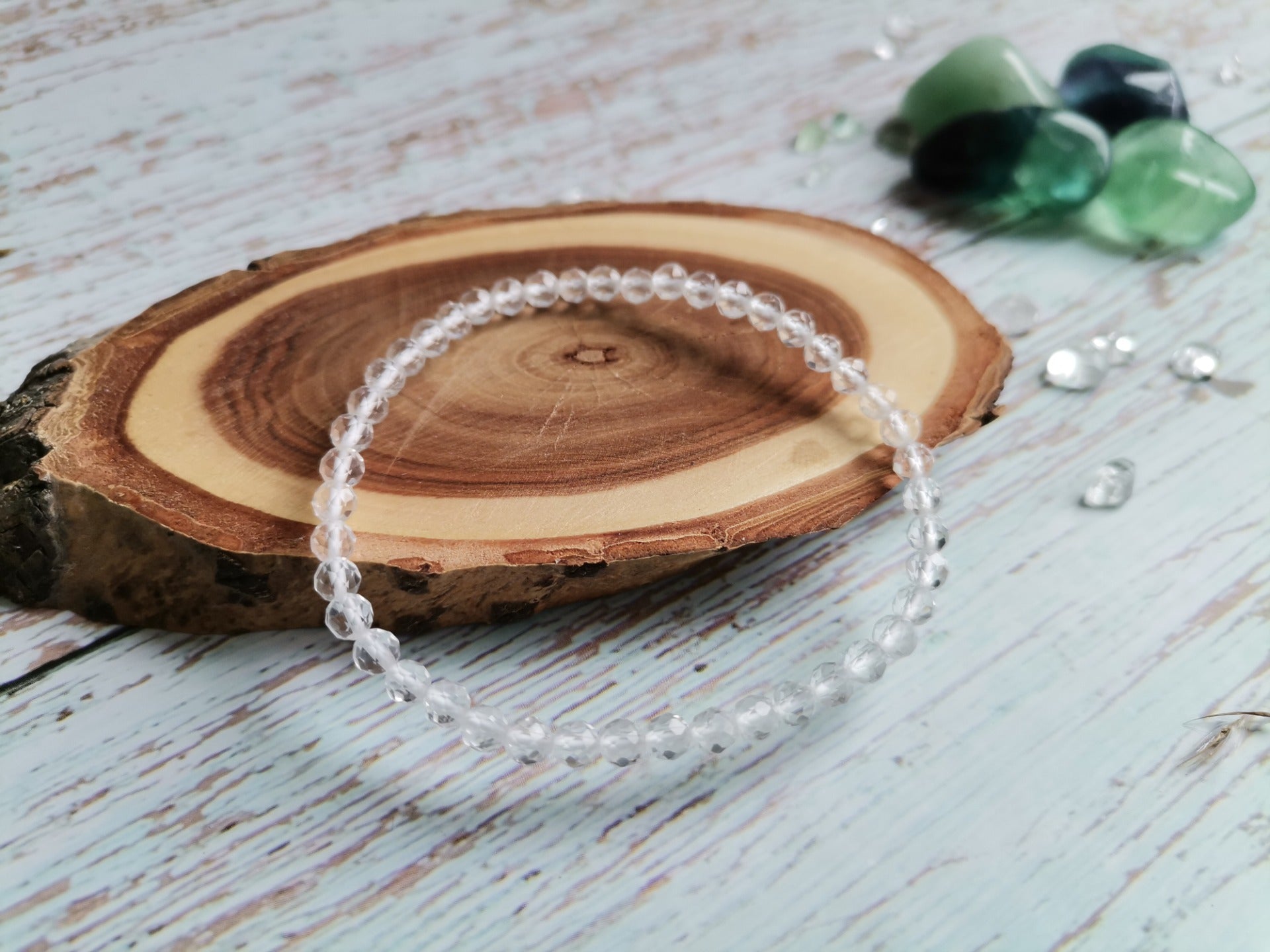 Faceted Clear Quartz Bracelet Ø 4 mm