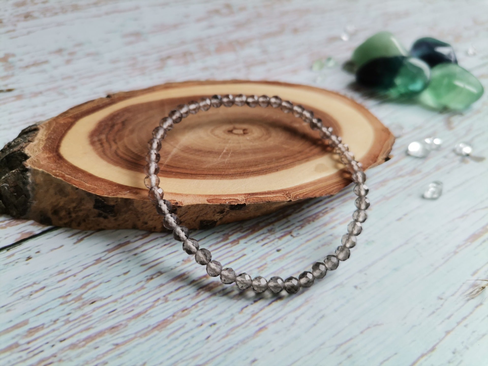 Faceted Smoky Quartz Bracelet Ø 4 mm