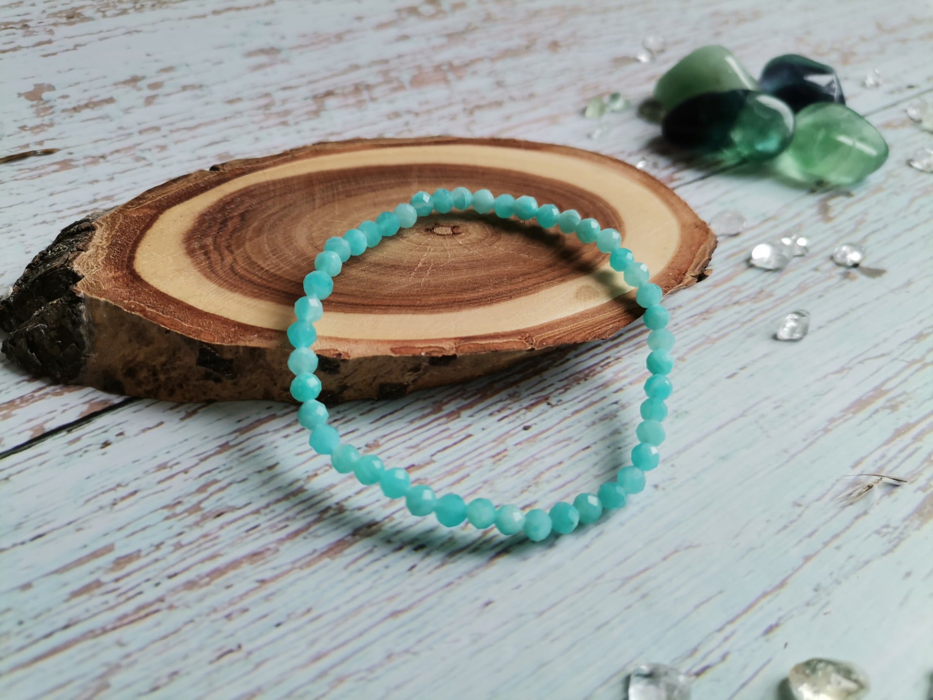 Amazonit AA Ø 4mm broušený Náramek