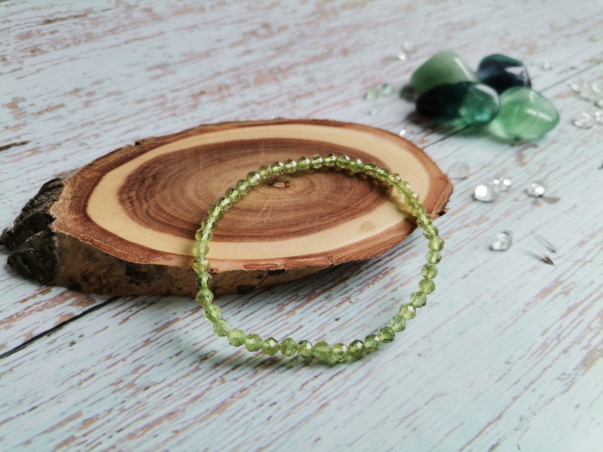 Faceted Peridot Bracelet Ø 3 mm