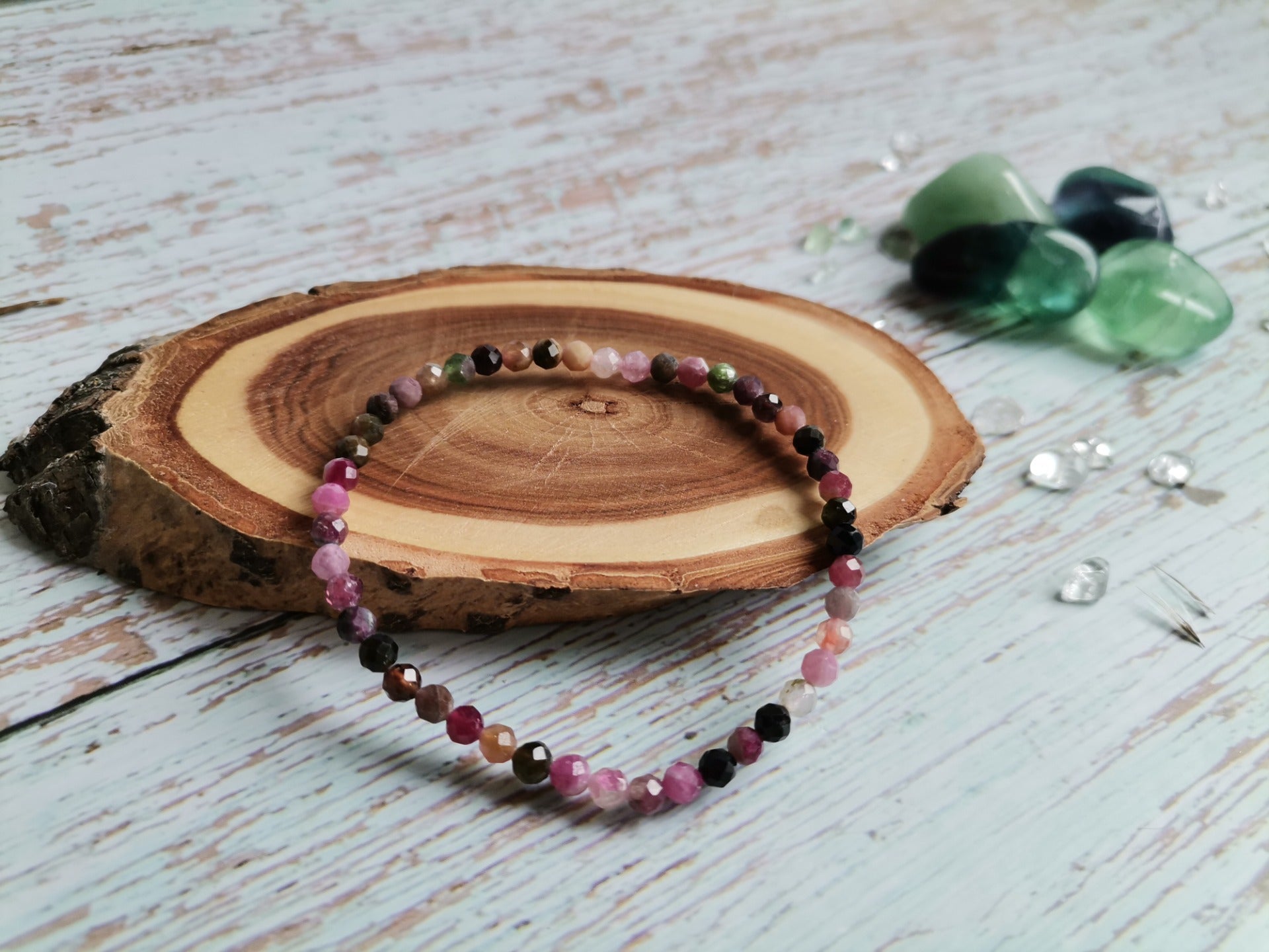 Náramek s fazetovaným turmalín meloun Ø 4 mm