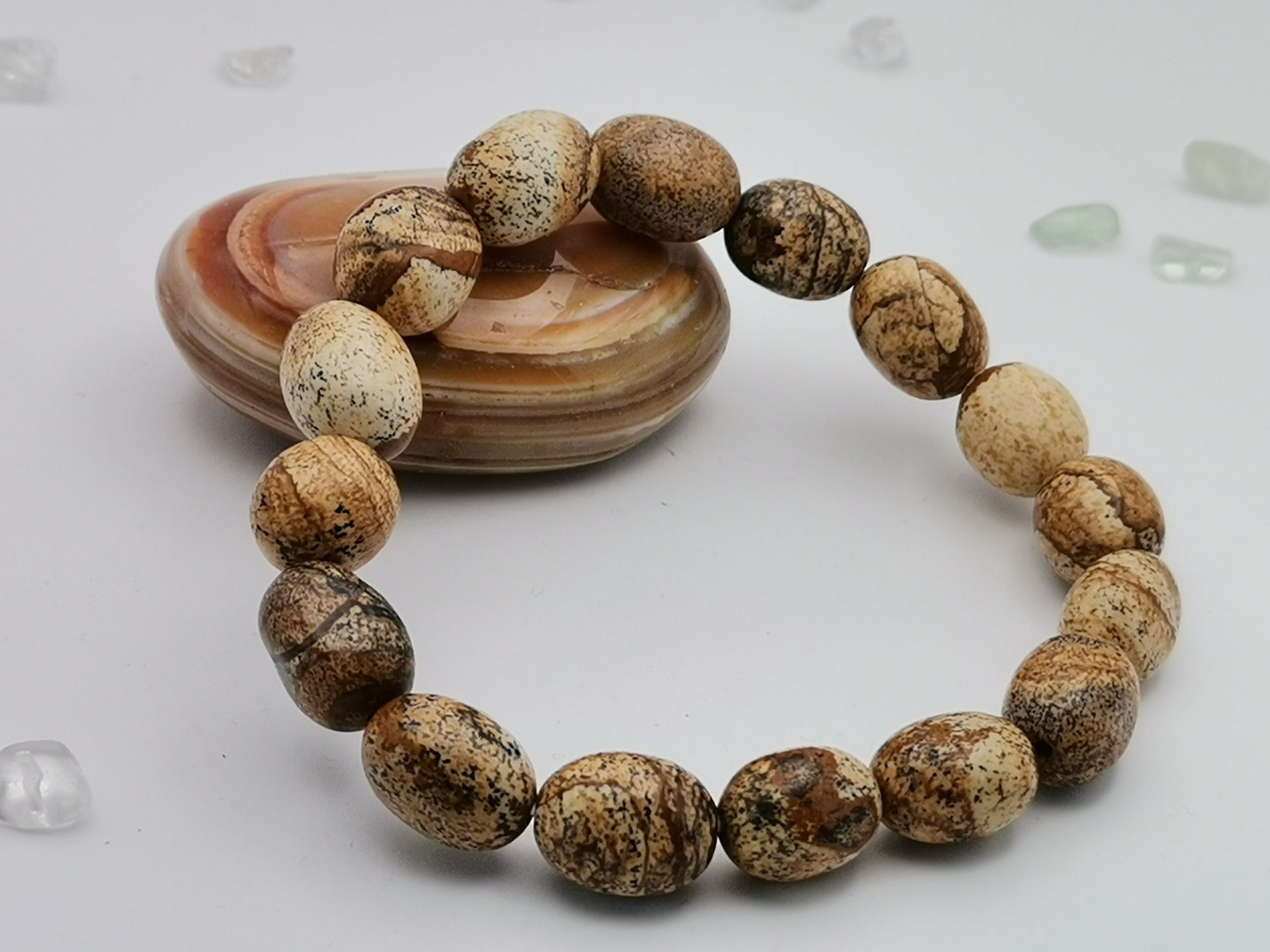 Obrázkový jaspis tromlovaný náramek