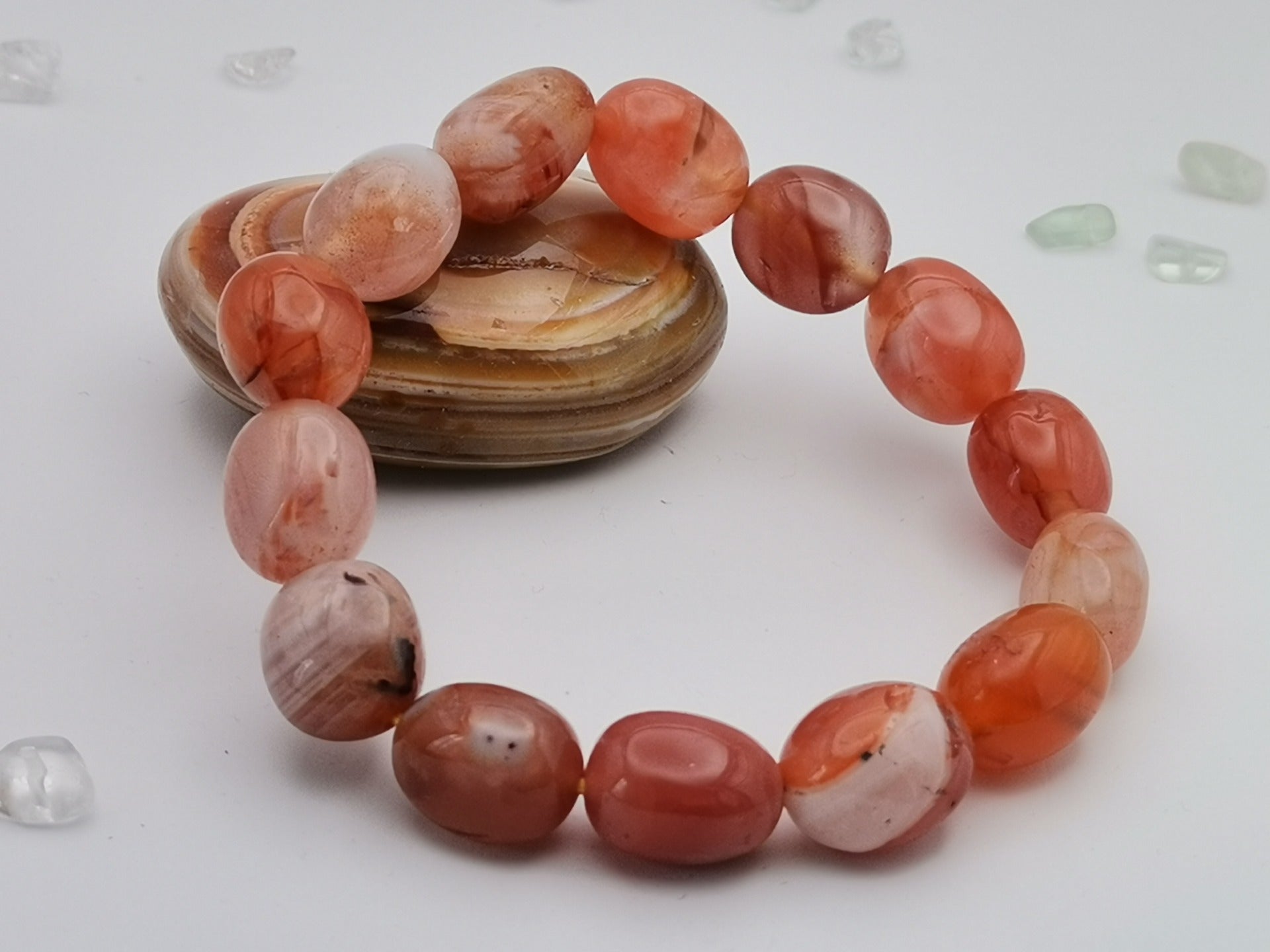 Karneol tromlovaný náramek