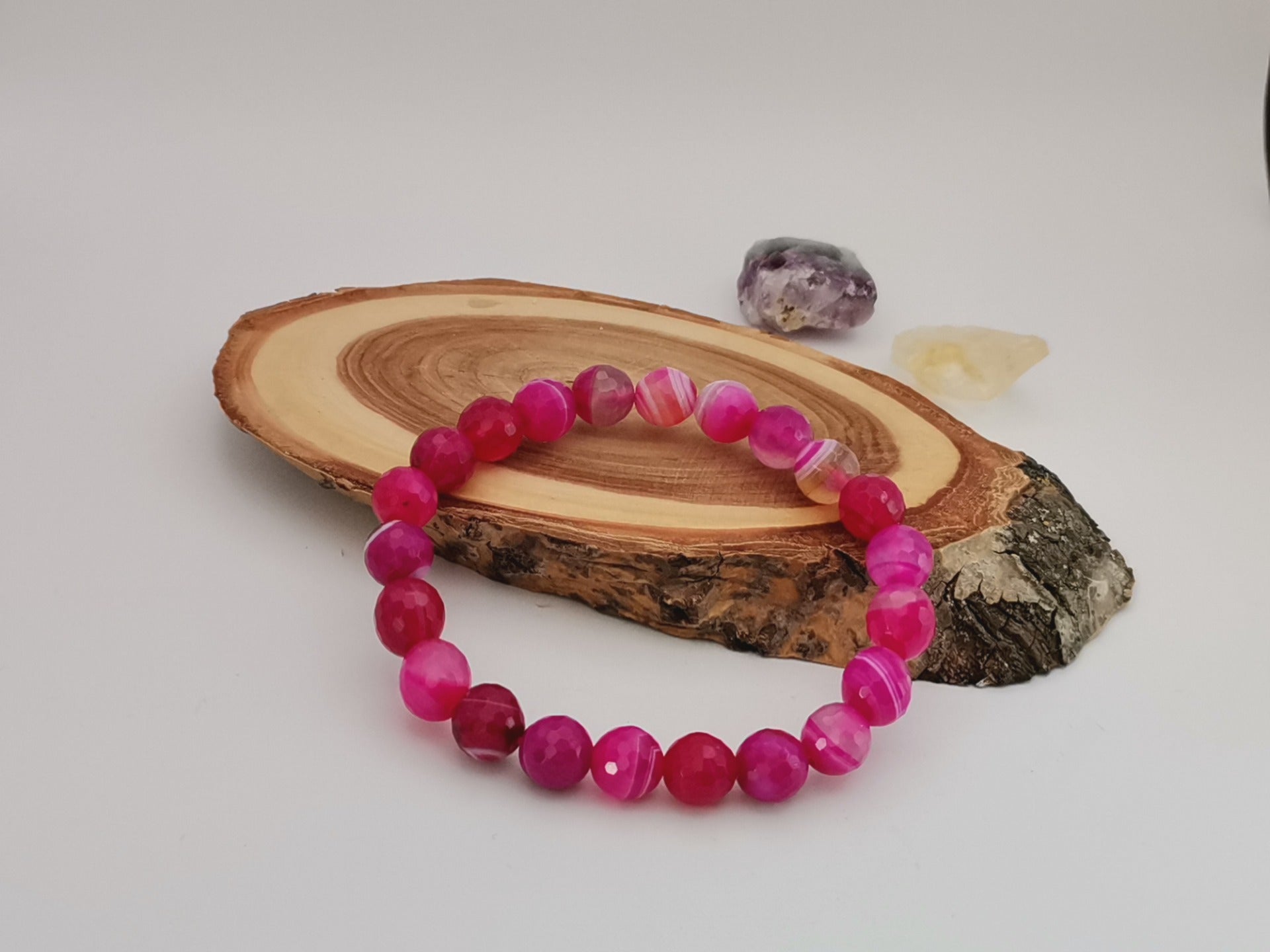 Achát růžový brošený Ø 8mm Náramek