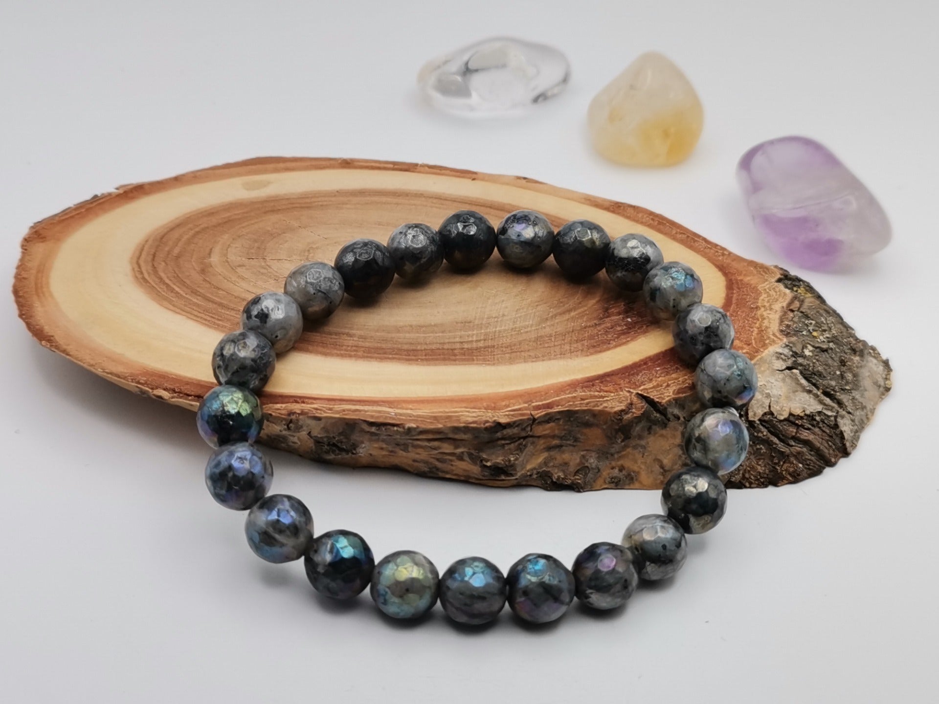 Faceted Larvikite Bracelet Ø 8 mm