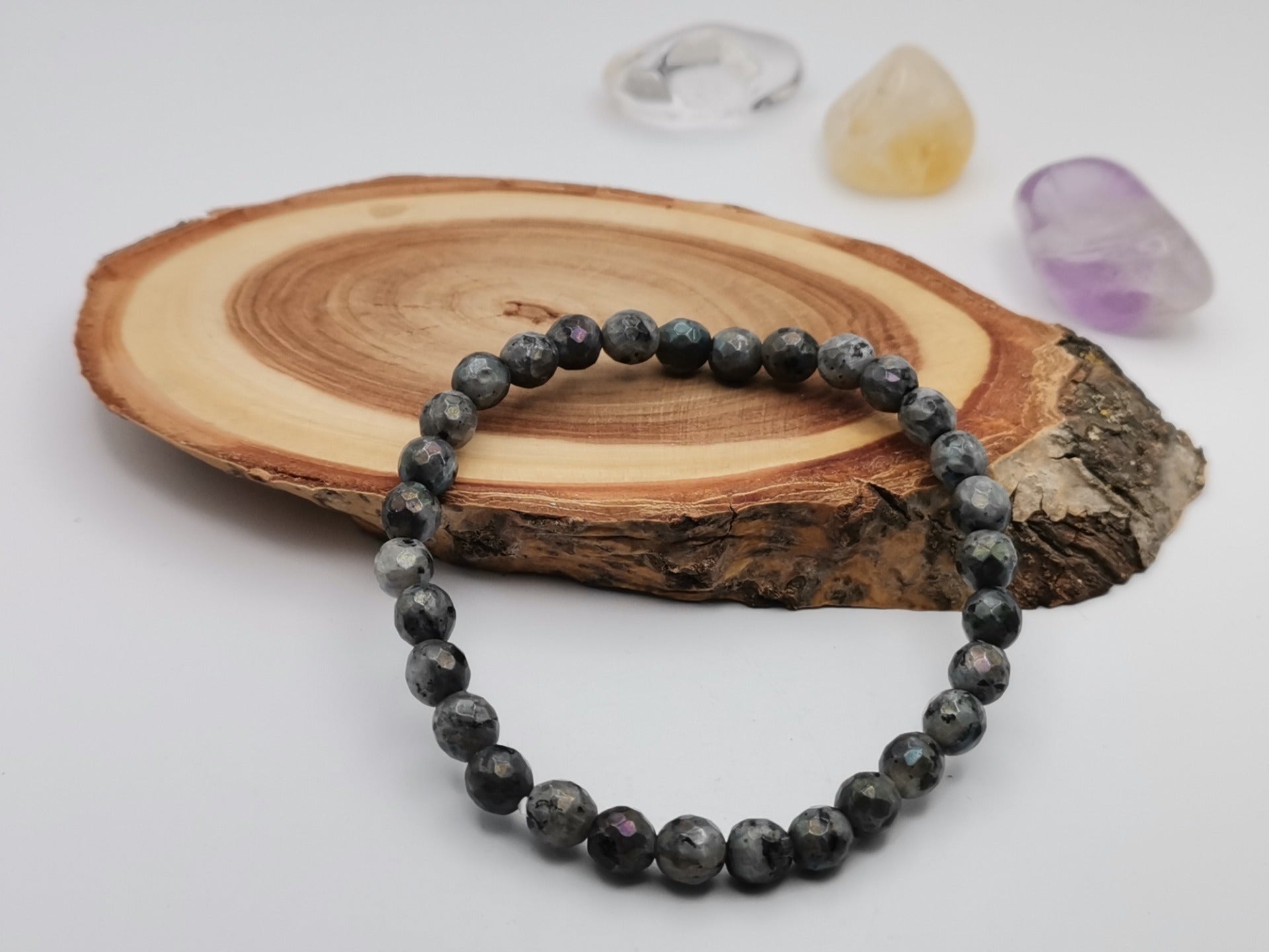 Faceted Larvikite Bracelet Ø 6 mm