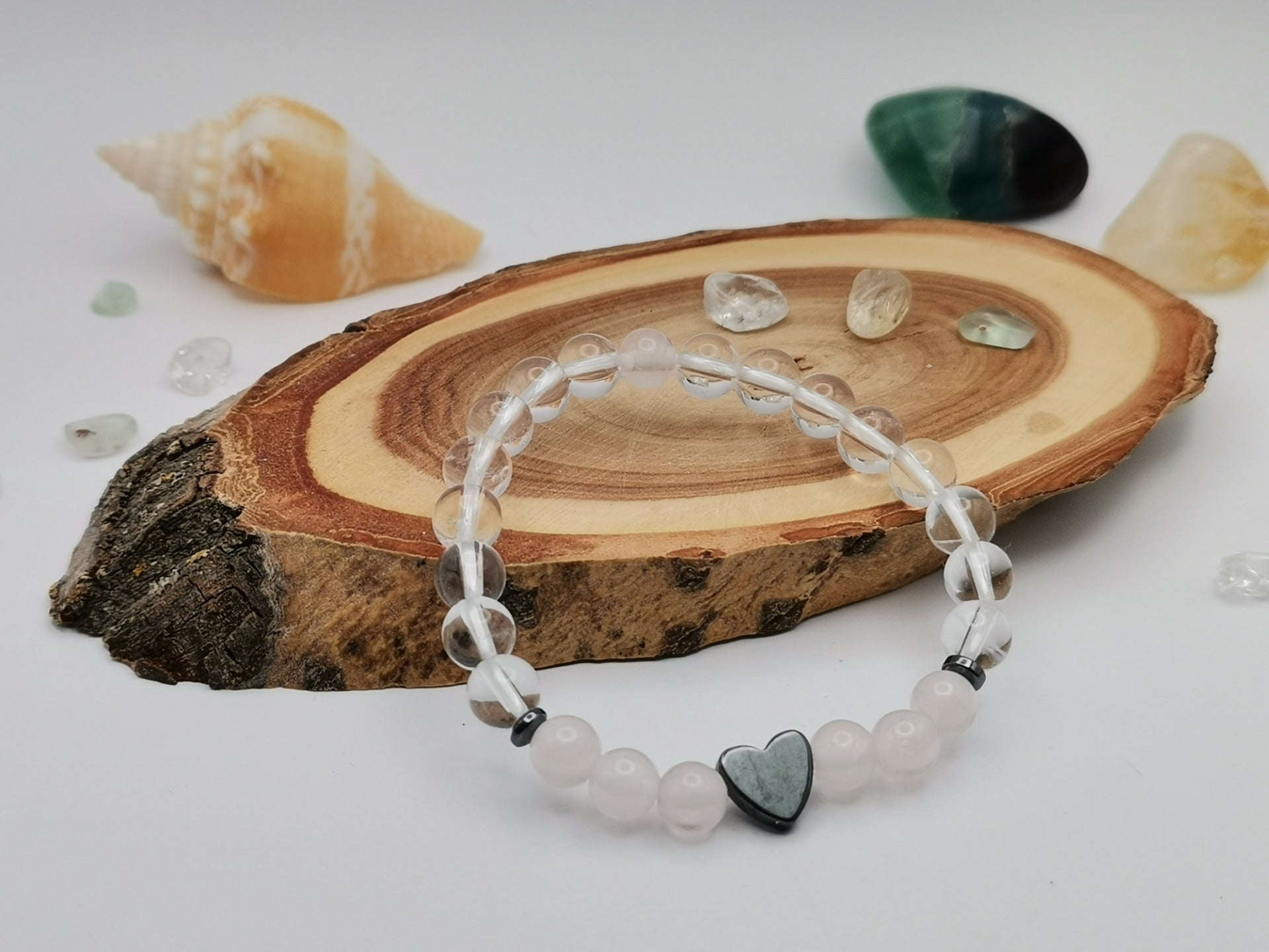 Křišťál, růženín, hematit Ø 6mm Dětský Náramek