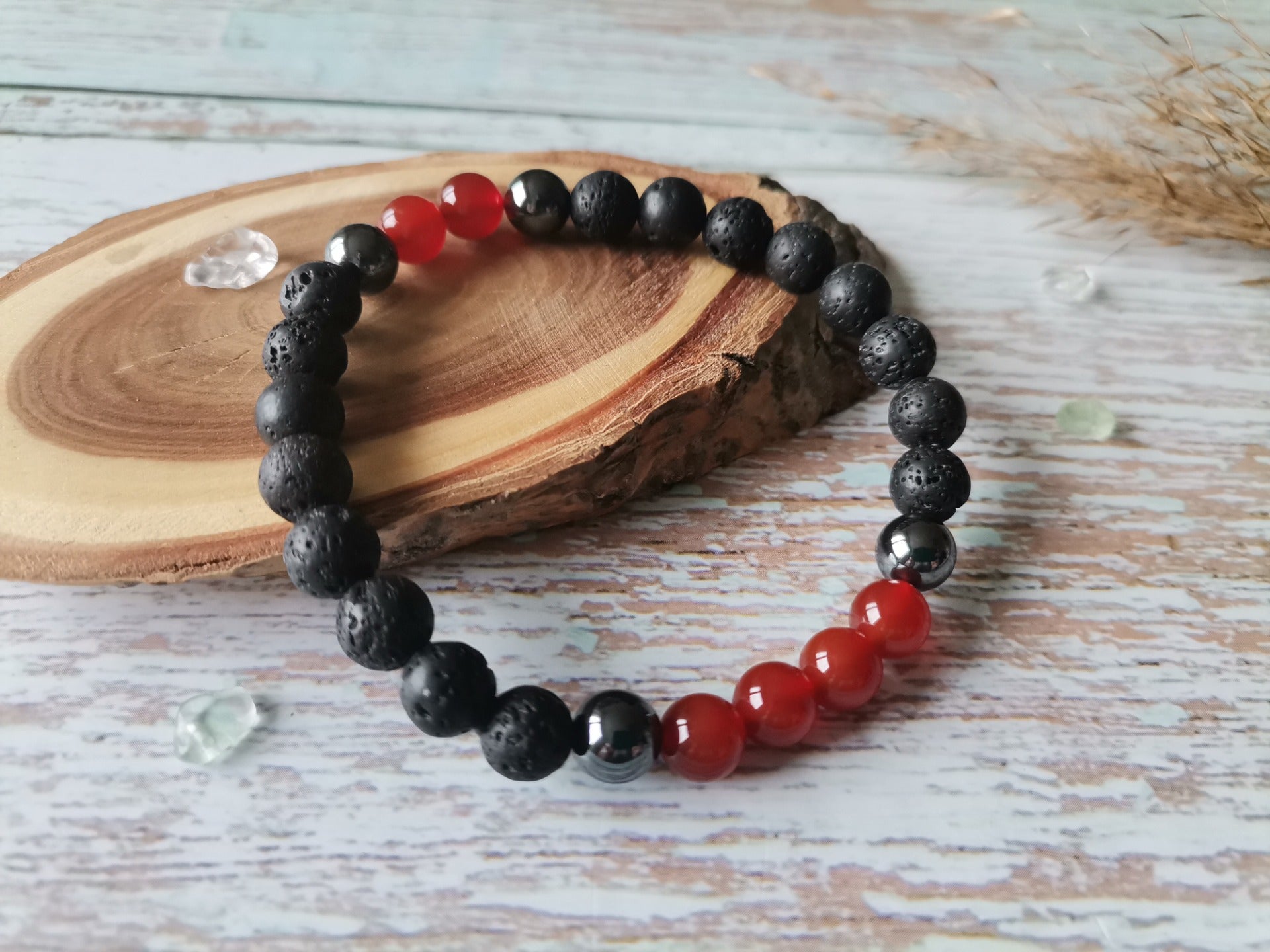 Pánský Náramek Ø 8mm Láva, karneol, hematit