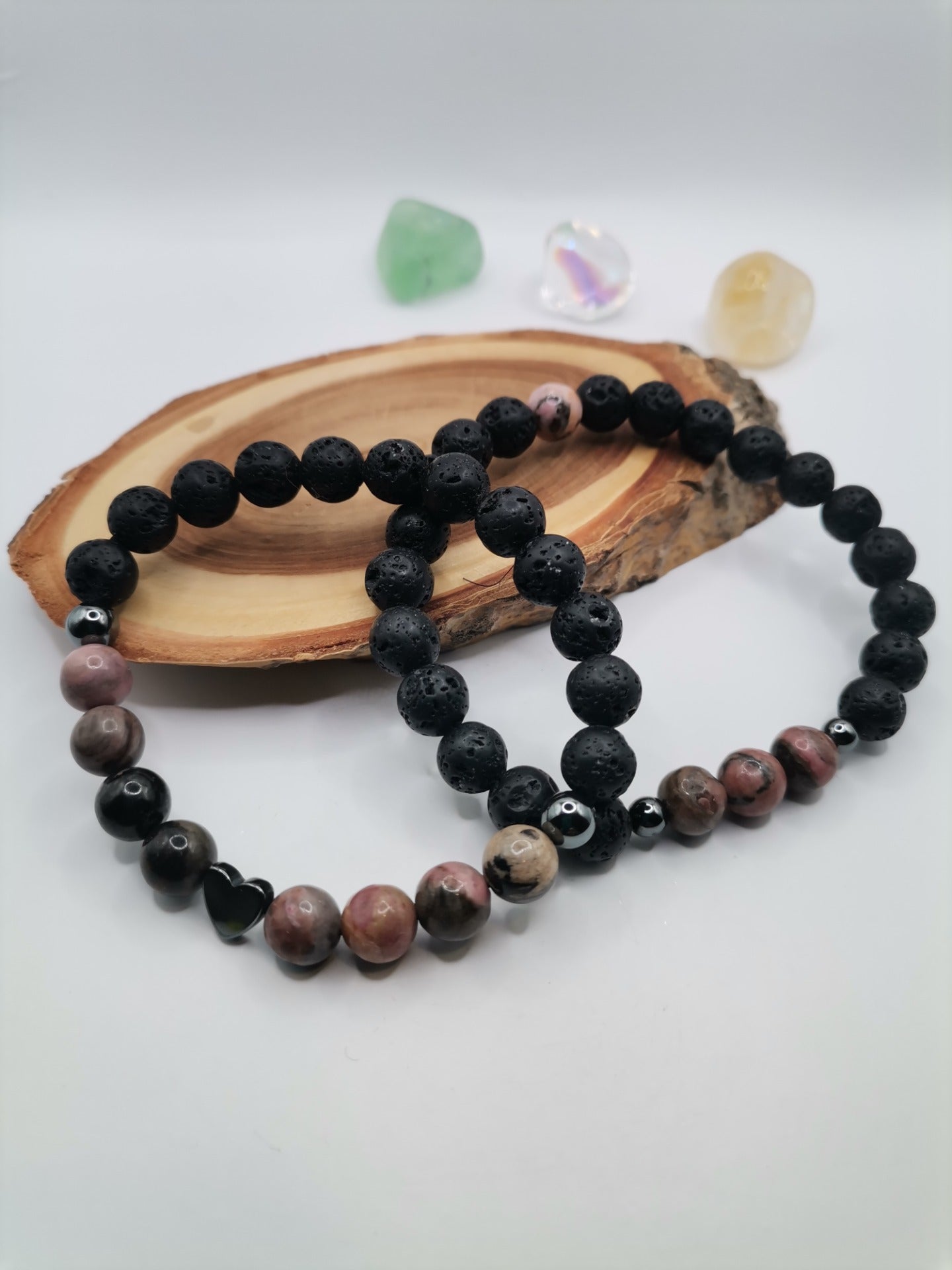 Náramky ONA & ON Láva, rodonit, hematit Ø 8mm