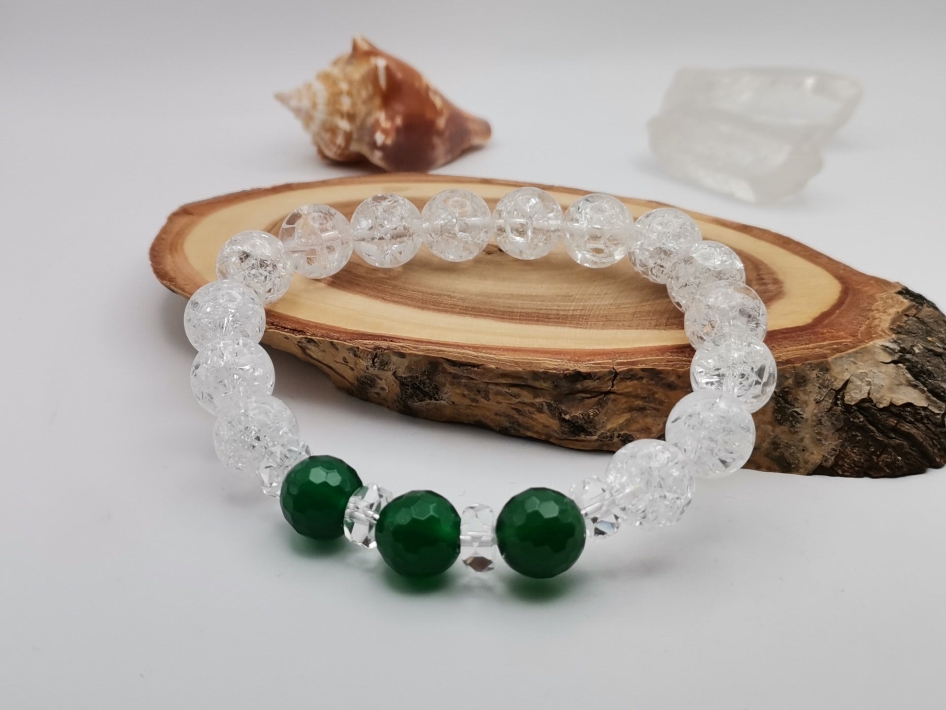 Cracked Crystal & Faceted Agate Bracelet Ø10 mm