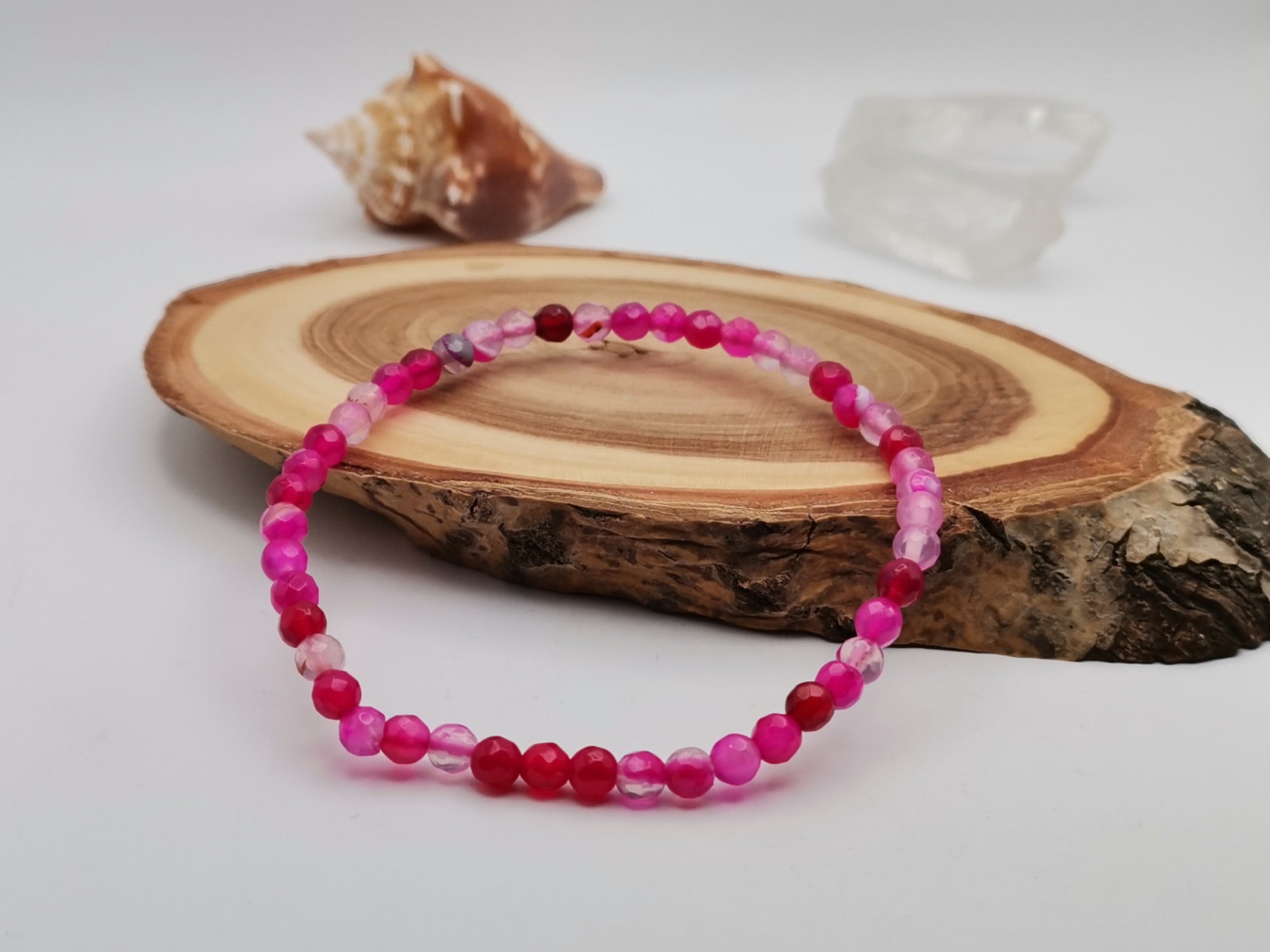 Faceted Pink Agate Bracelet Ø 4 mm