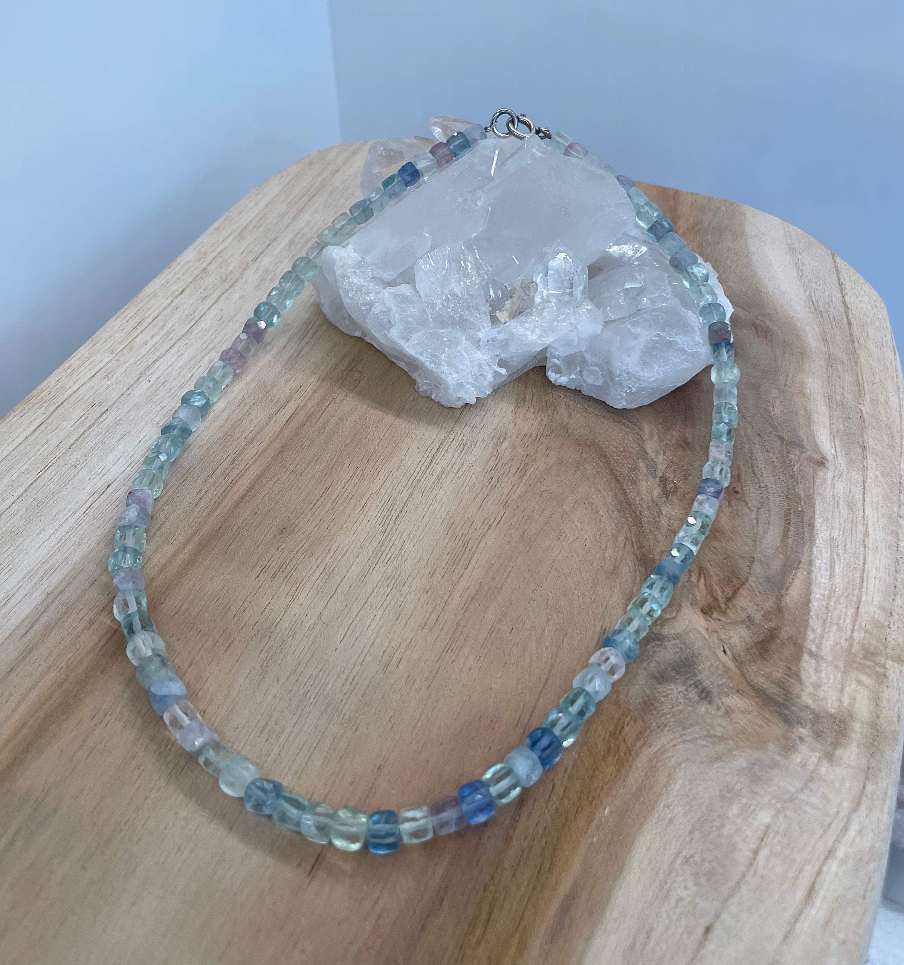 Fluorite 5x5mm faceted Necklace