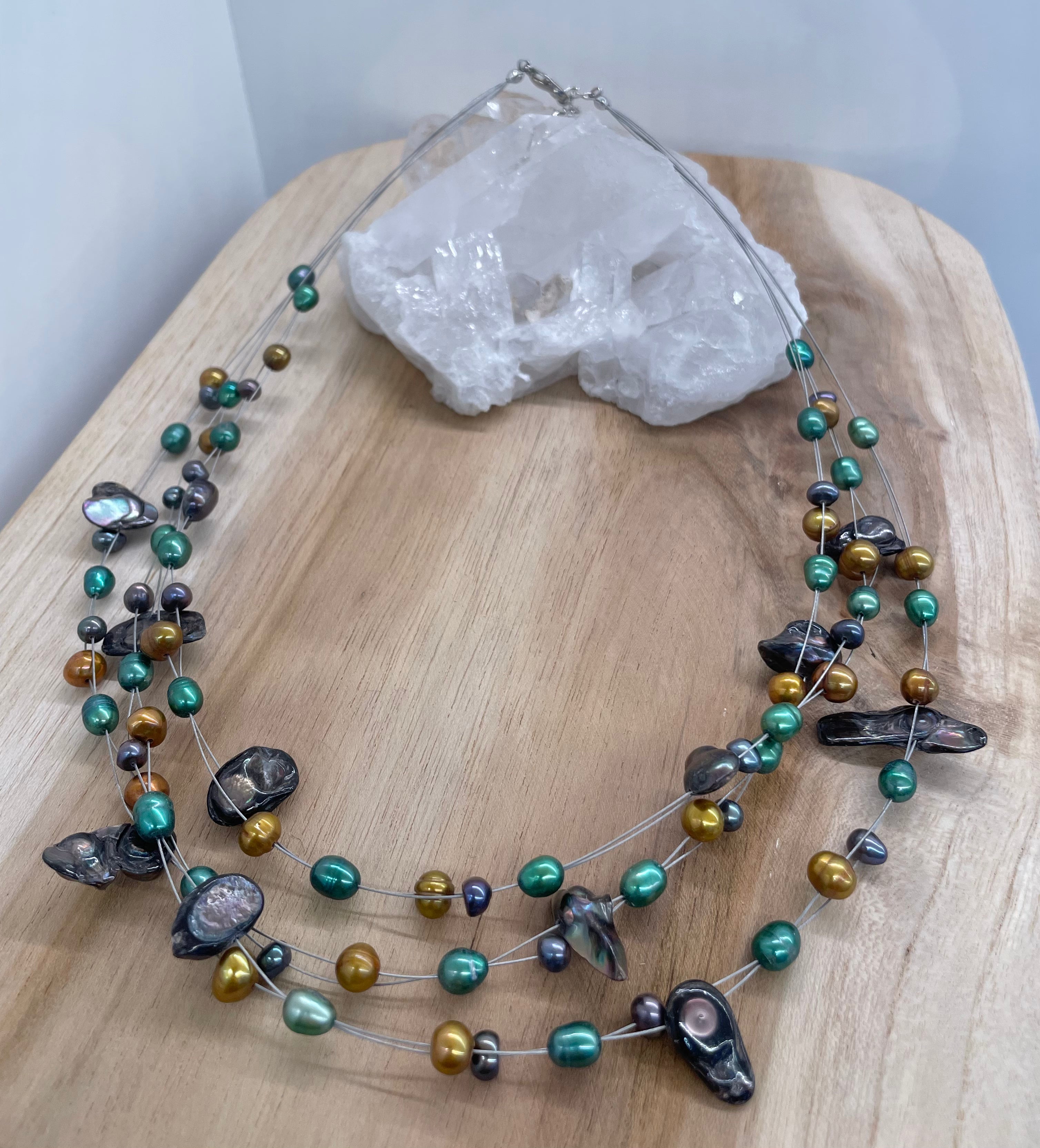 Pearl Dark Mix Layered Necklace