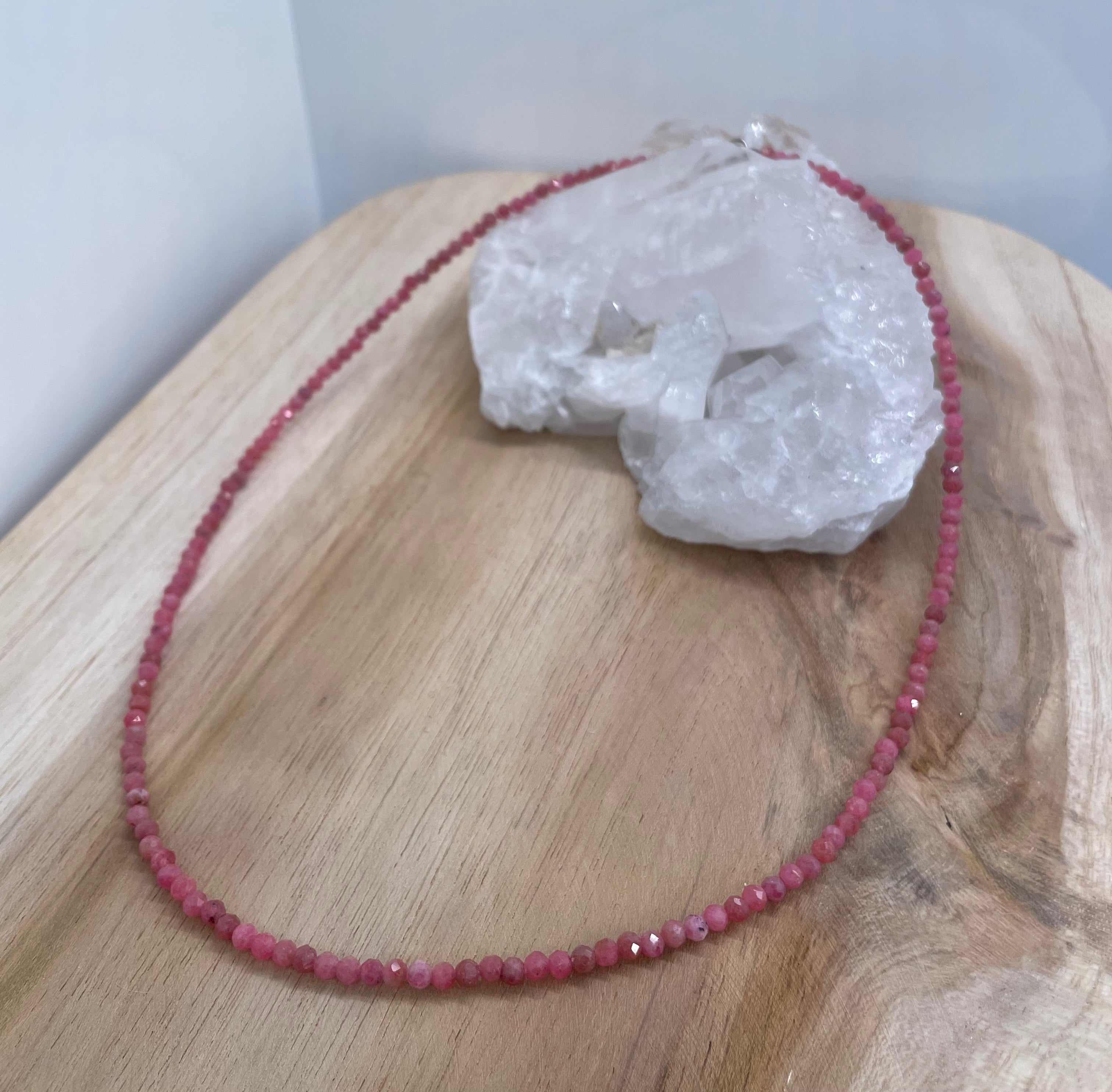 Rodochrosite 4mm Faceted Necklace