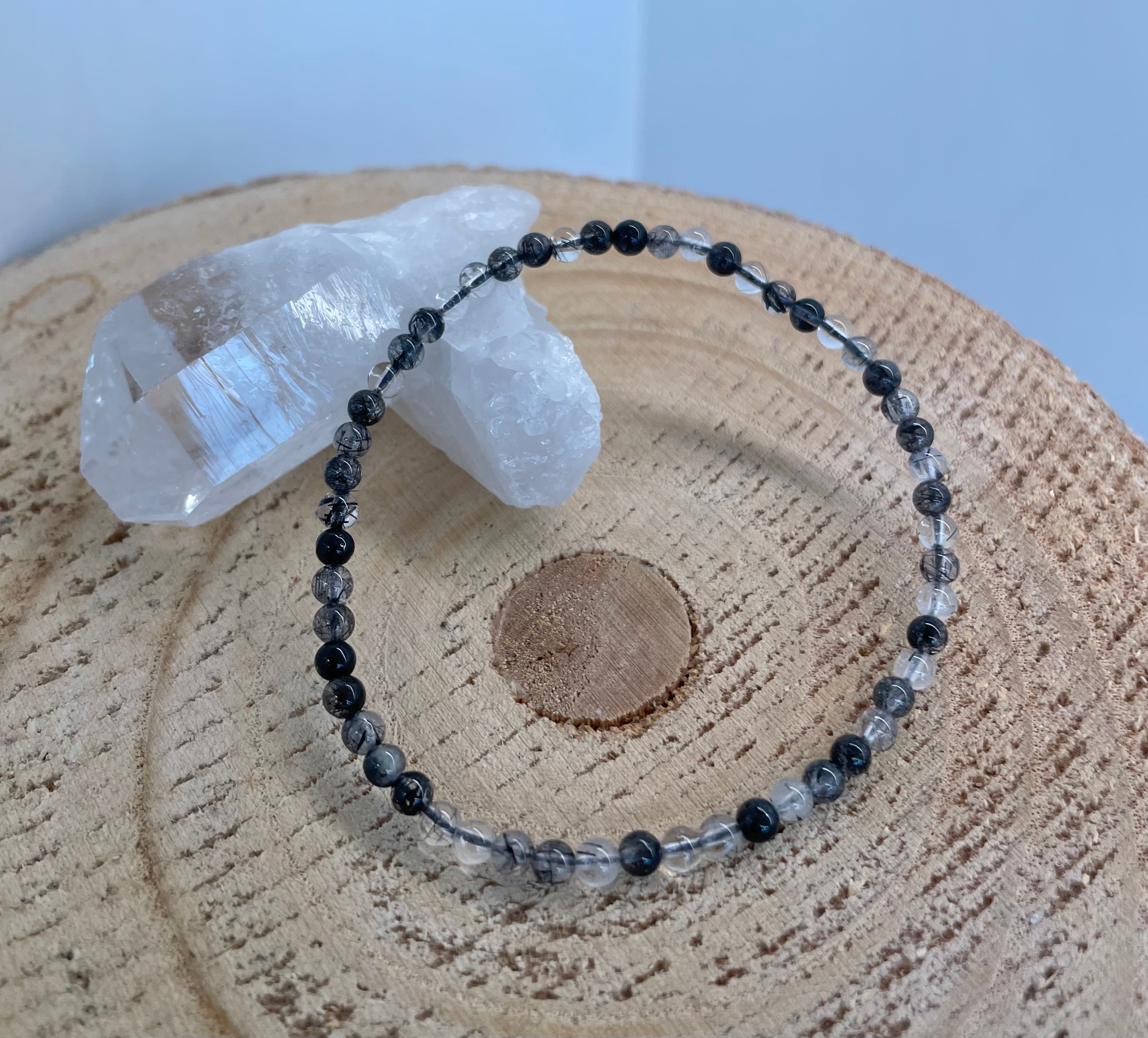 Tourmaline with Quartz 4mm Bracelet