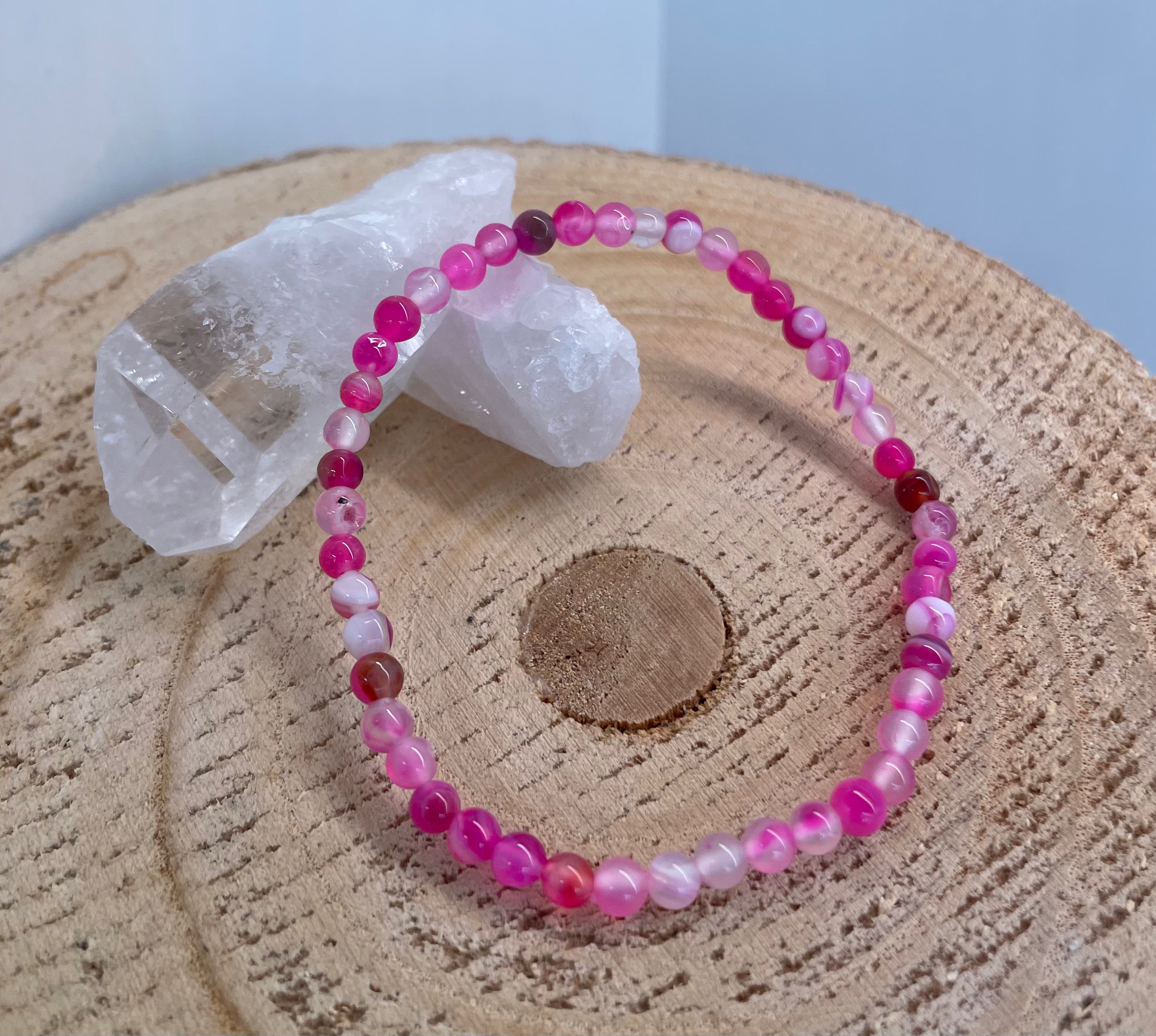 Pink Agate 4mm Bracelet