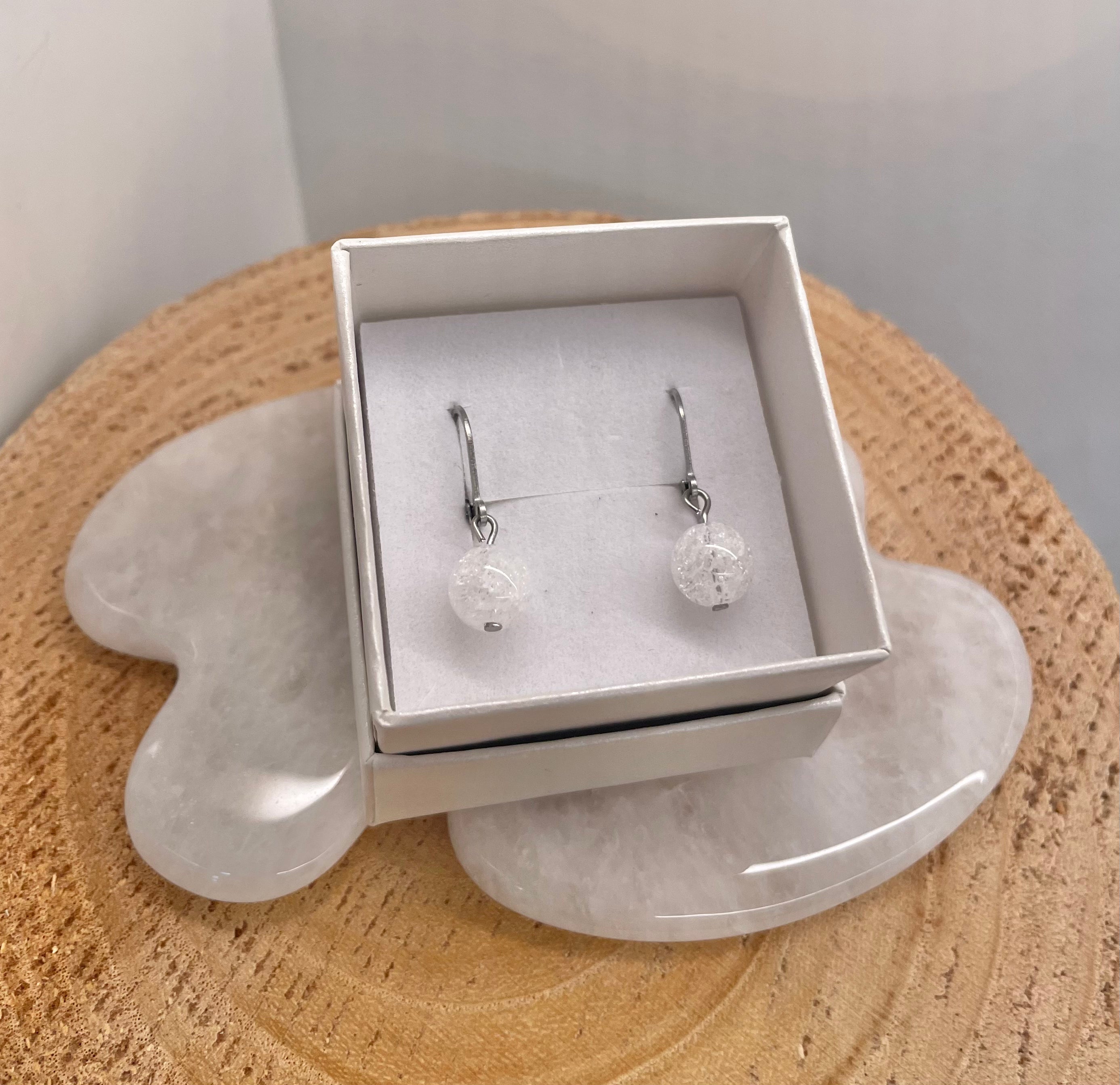 Cracked Crystal 8mm Earrings