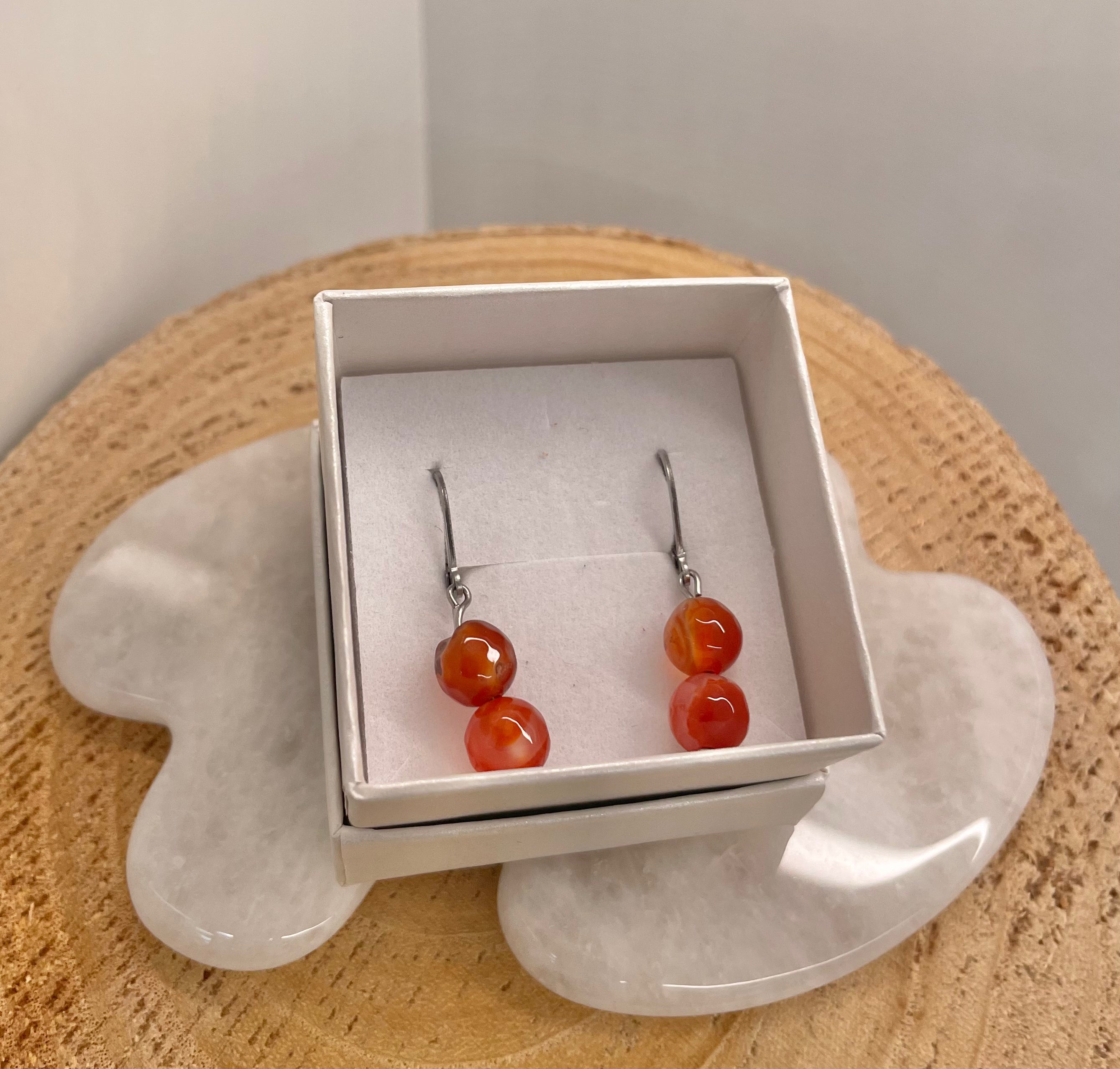 Carnelian 8mm Faceted Earrings